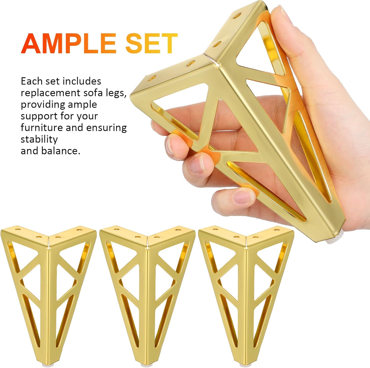 Metal Furniture Legs Table Leg Support for Cabinets and Benches Titanium Hexagonal 15.5cm Heavy Duty Furniture Feet 4pcs for Living Room and Office