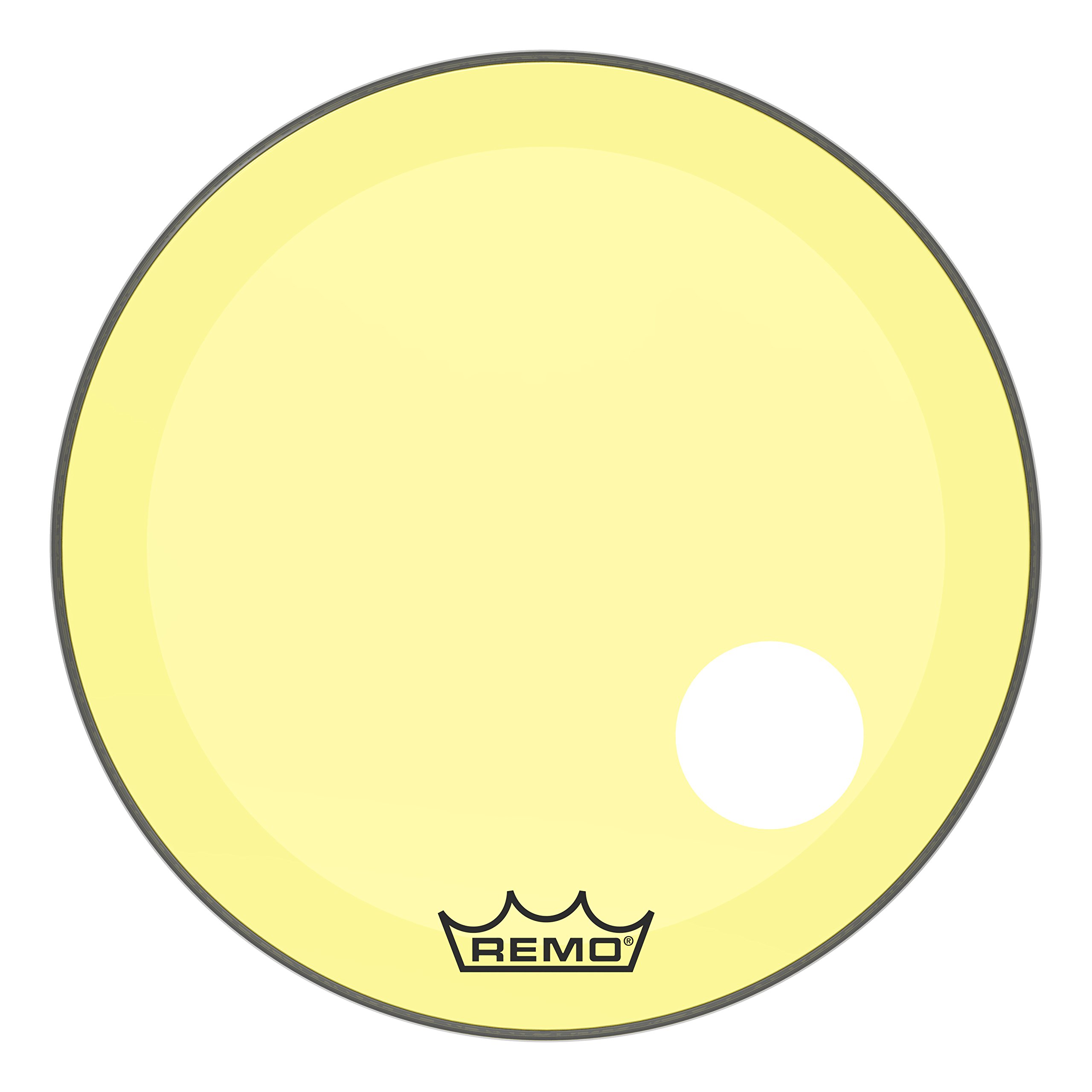 Remo Drumhead Colortone Powerstroke 3 Clear Yellow – Pre-cut 5" Port – 26″ – P3-1326-CT-YEOH