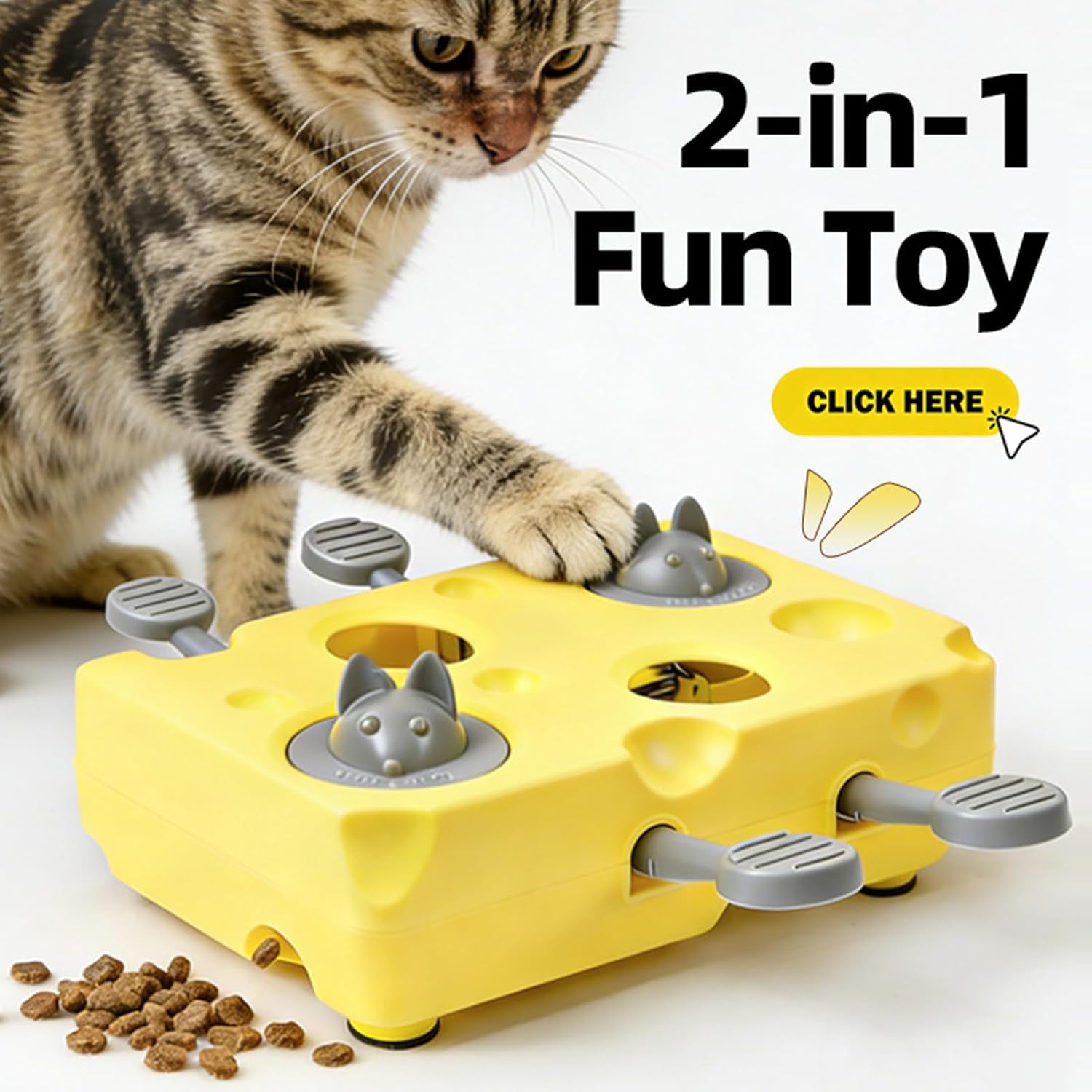 Interactive Cat Puzzle Toy - Mental Stimulation Box, Cheese Funny Non Slip Puzzle Feeder | Indoor Cats Sensory Activity Enrichment Toys For Indoor Kitten Puppy Dog Pet Enrichment Boredom Play Training