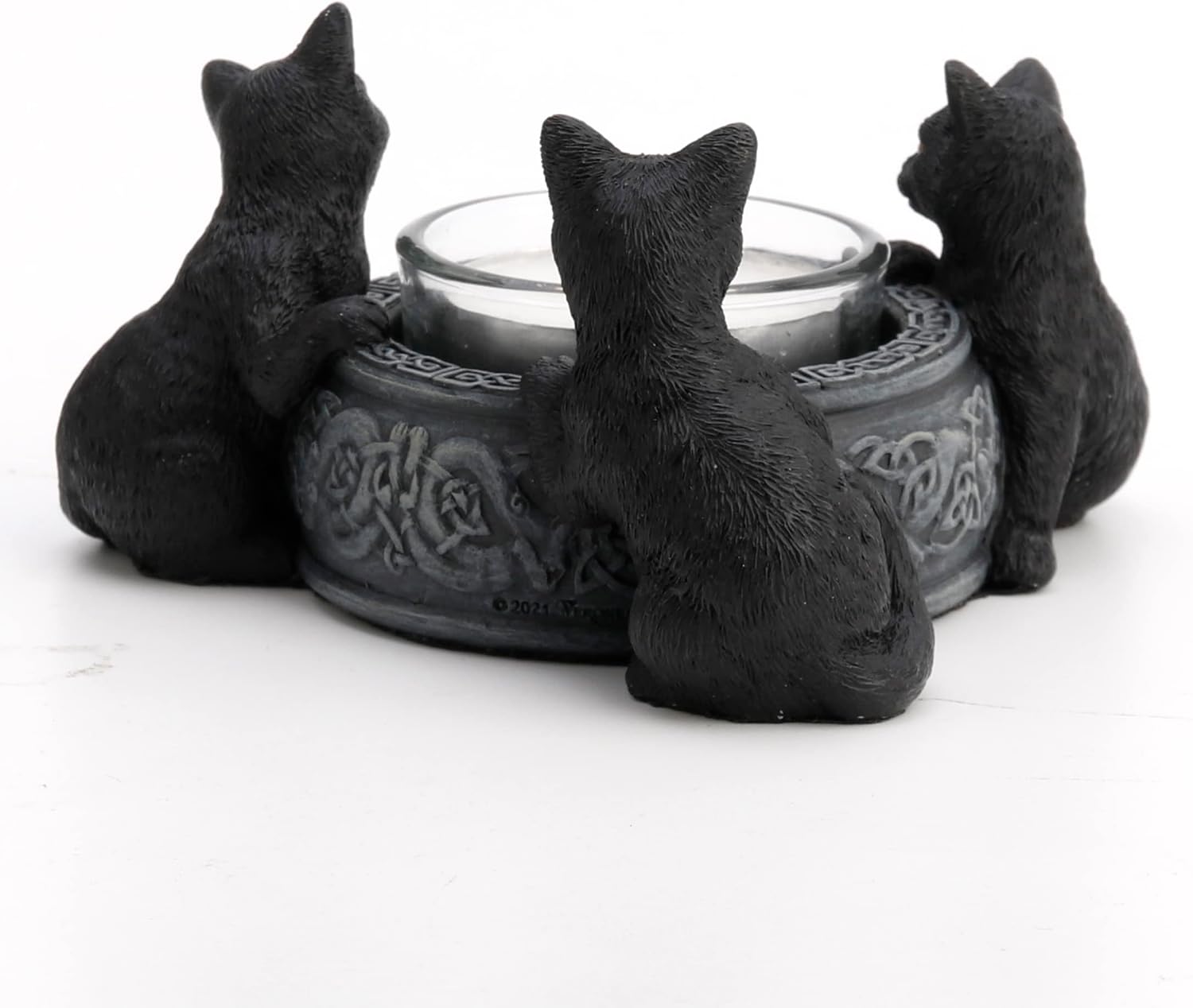 Veronese Design 2 Inch Black Cats Candle Tea Light Holder Resin Hand Painted Figurine