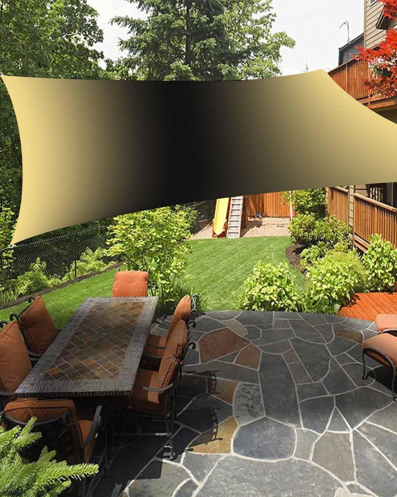 Ombre Waterproof Sun Shade Sail Abstract Lemon Yellow and Black Gradient Outdoor Patio Sun Shades Canopy UV Block Water Resistant Sunshade for Garden Backyard Deck Pergola 14x18 Ft