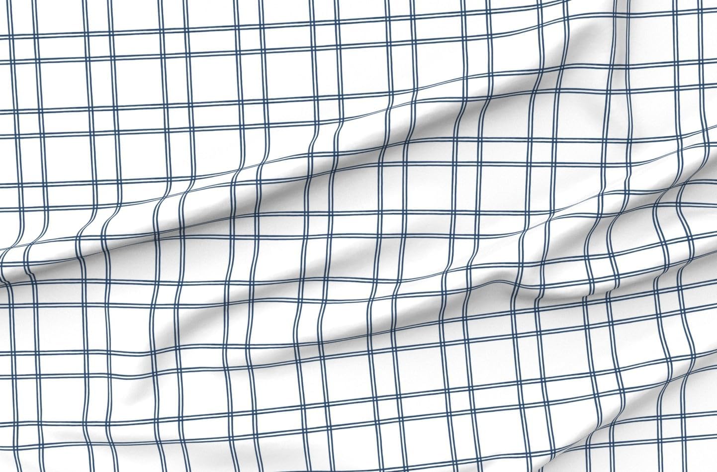 Spoonflower Fabric - Windowpane Check Preppy Blue White Simple Classic Nautical Coastal Printed on Petal Cotton Fabric Fat Quarter - Sewing Quilting Apparel Crafts Decor