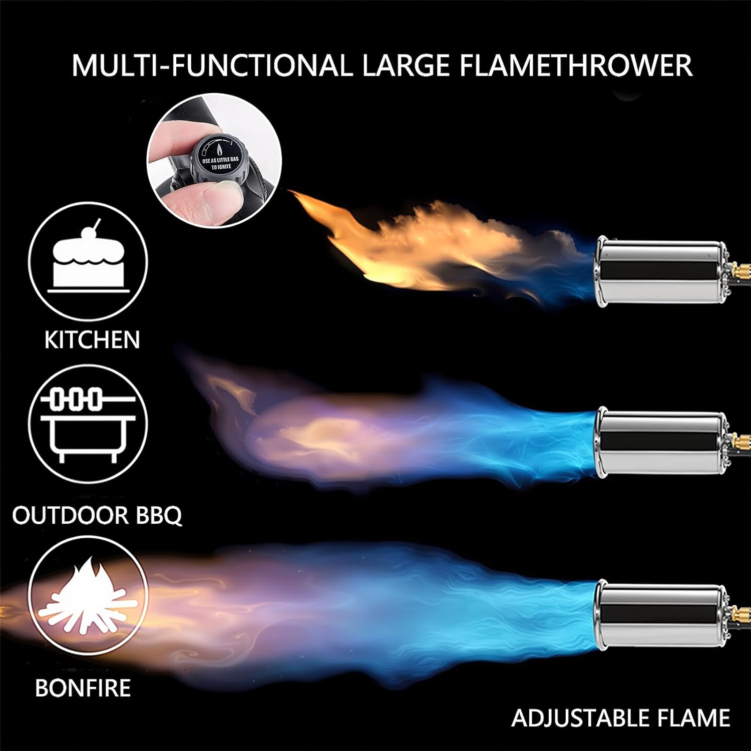 Portable Butane Propane Torch - Powerful Handheld Gas Blow Torch Burner Kit, Multi-Use for BBQ Grill Starter Camping Campfire Charcoal/Wood Burning Kitchen Cook(Includes 1 extension tube)