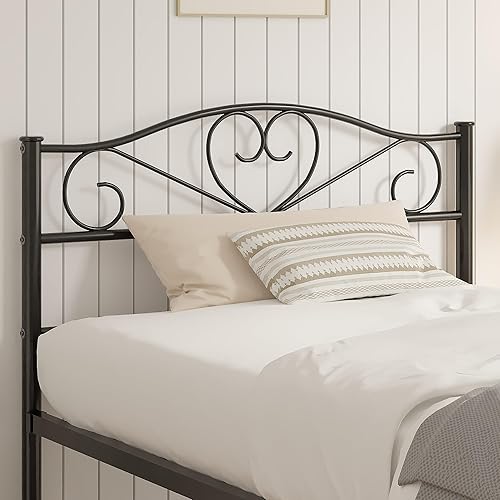 Miniatura 4 de VECELO Base de cama de plataforma metálica de tamaño individual de 14 pulgadas con cabecero y estribo, base de colchón resistente con soporte de