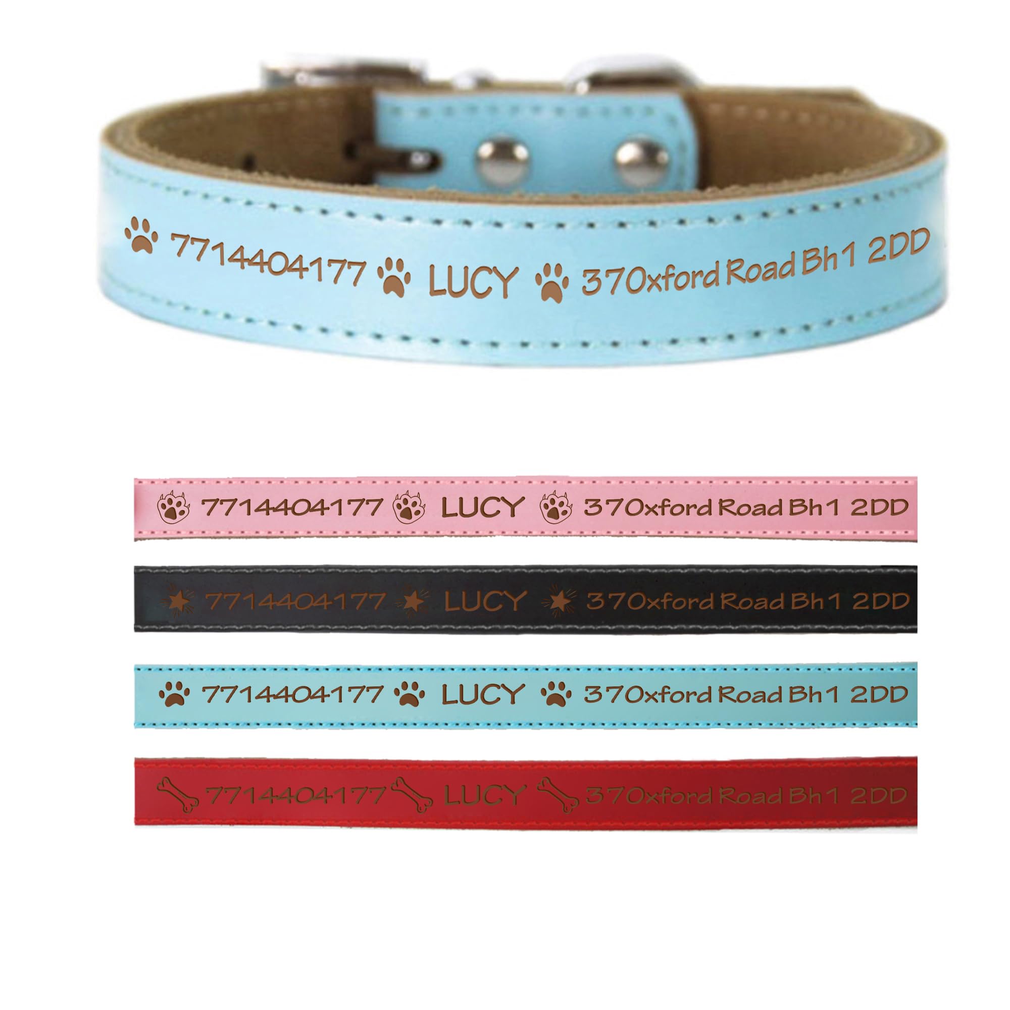 Personalised Dog Collar Small Medium Large Leather Dog Collar Custom Dog Collars Small Dog with Name & Phone Number Engraved Pet ID Tag for Dogs Pet Puppy Furry Friend 4 Colors & 4 Sizes(Blue M)