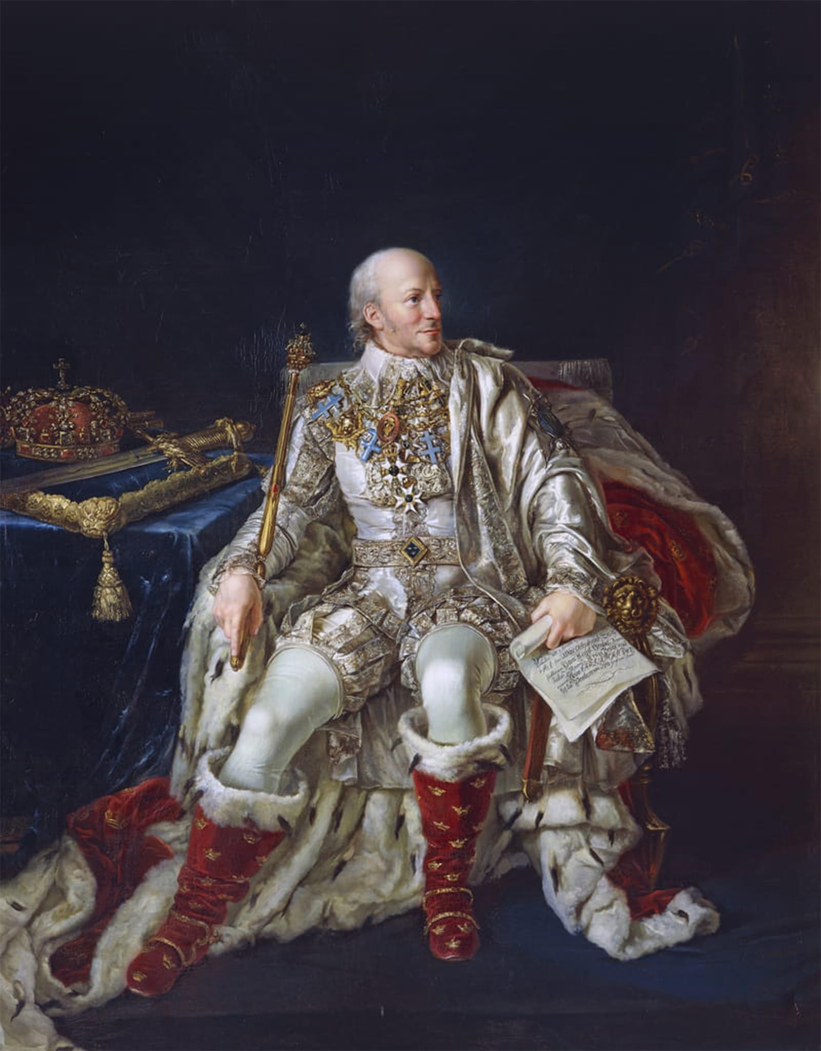 POSTERIIk Vintage Classic Picture Landscape Artwork Portrait of Charles Xiii of Sweden by Per Krafft Portrait Canvas Painting for Office Home Decor 60x90cm