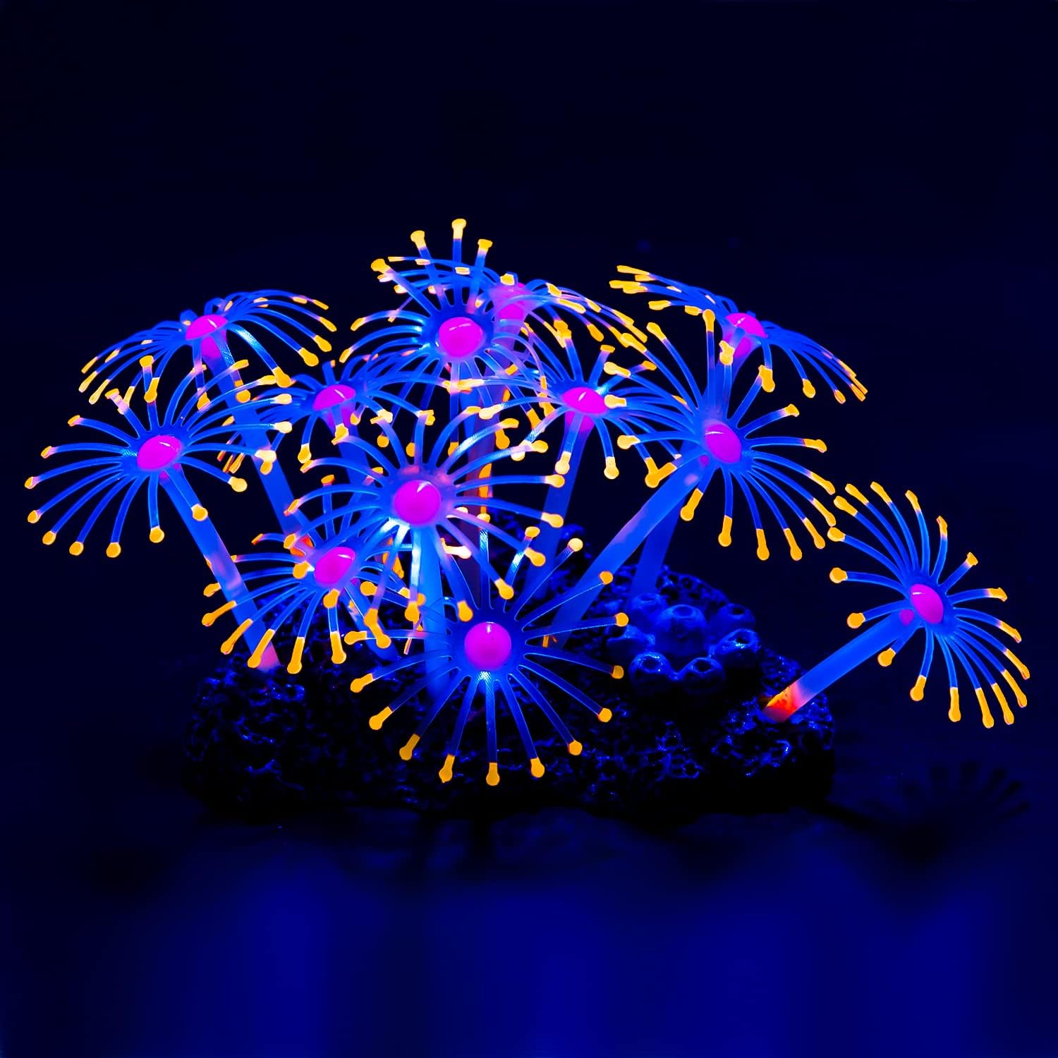 Uniclife Glowing Effect Artificial Coral Plant Décor Ornament for Fish Tank Aquarium, Orange