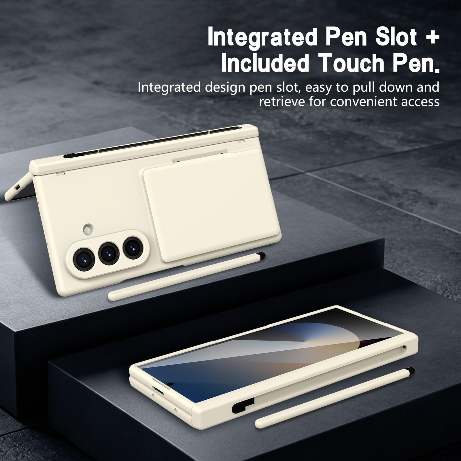 COQUE Etui na telefon Galaxy Z Fold 8 Ultra, odporne na uderzenia, z przegródką na karty i stojakiem, wbudowanym rysikiem i folią ochronną na wyświetlacz, etui na telefon komórkowy do Samsung Galaxy Z