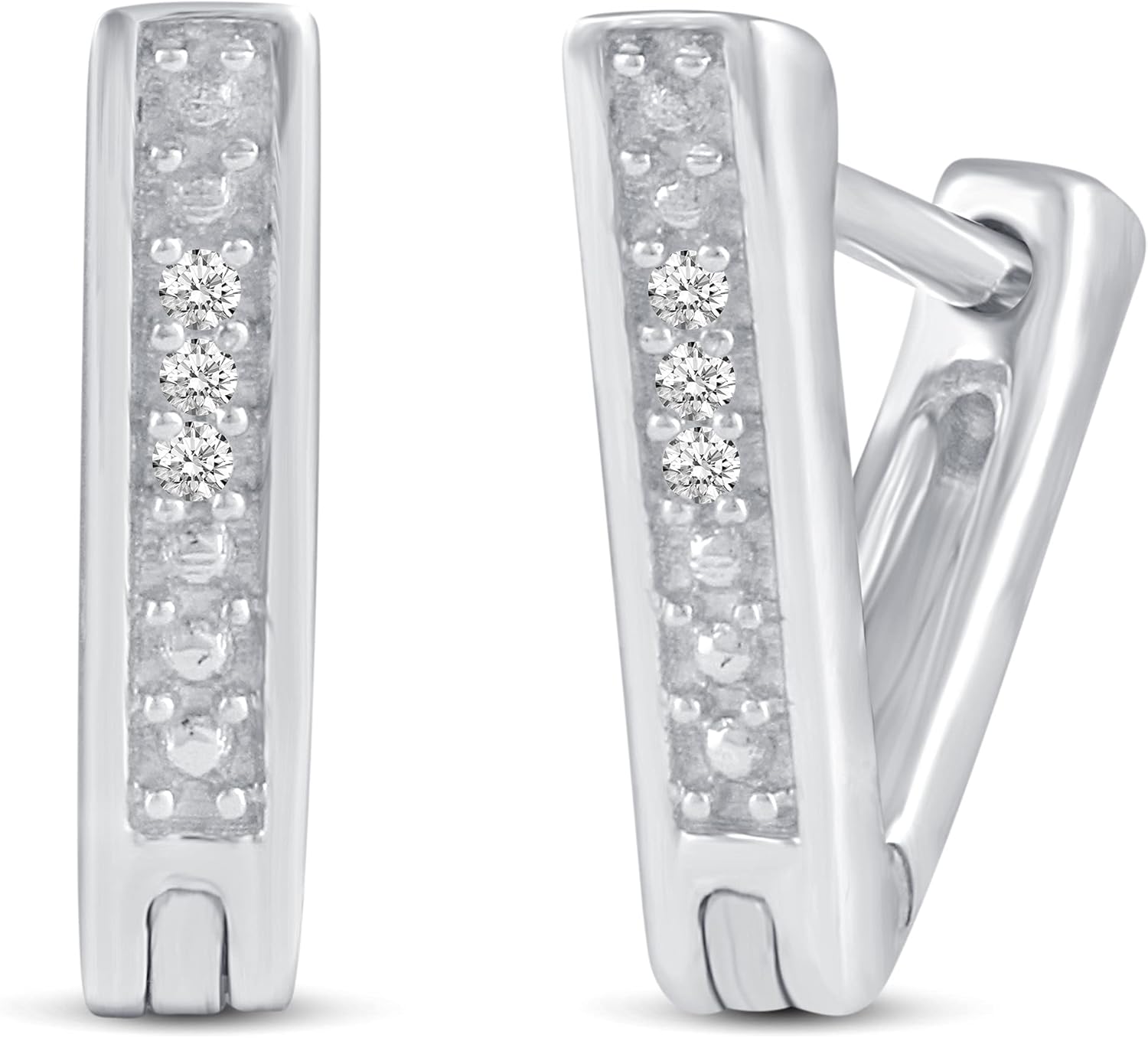 1/30 Cttw Natural Diamond Chevron Stud Earrings in 925 Sterling Silver