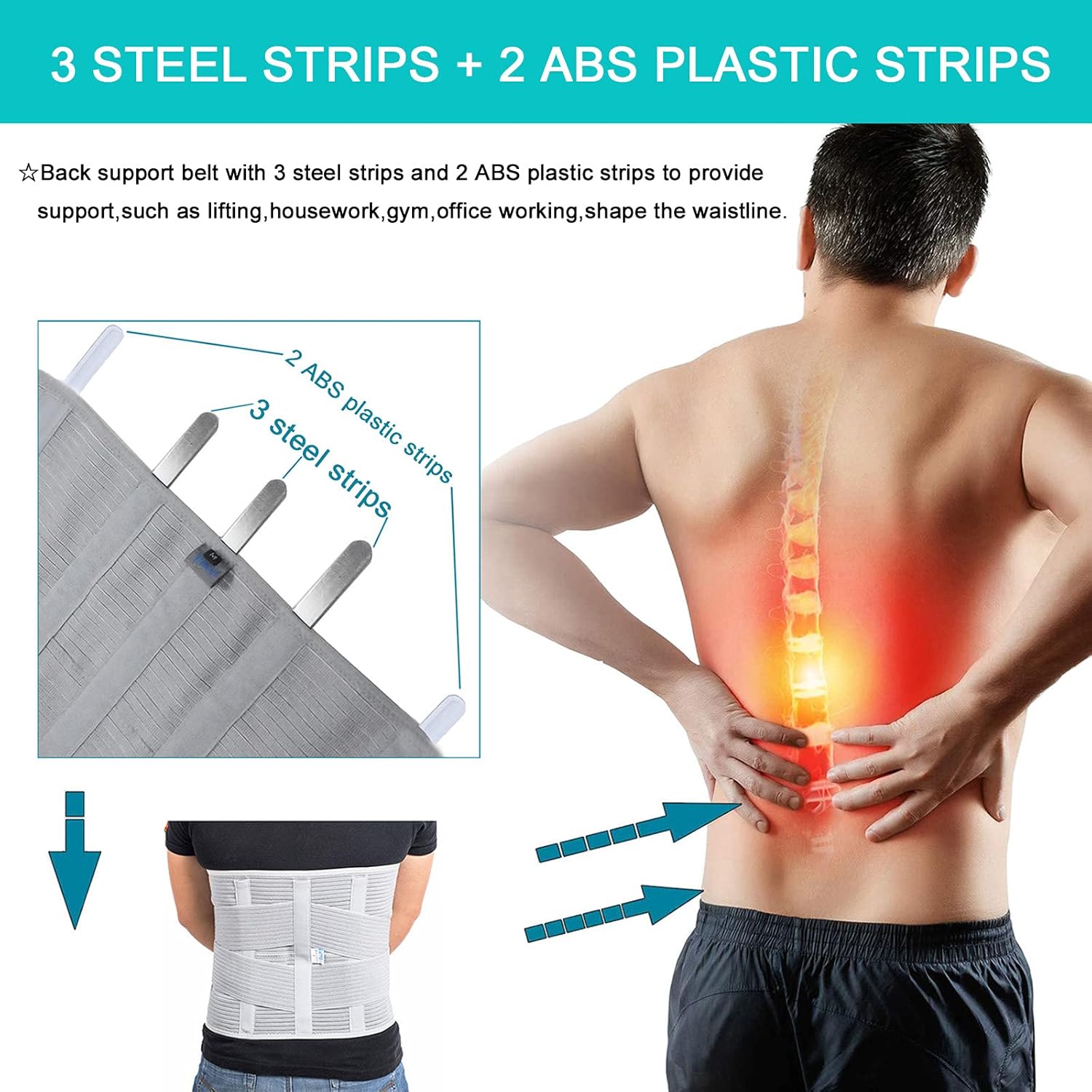 TANDCF Back Support,Entire Back Brace, Lumbar Support Belt for Women & Men, Adjustable Waist Trainer Belt for Entire Back Pain Relief, Keeps Your Spine Straight and Safe(XXL) : Health & Household