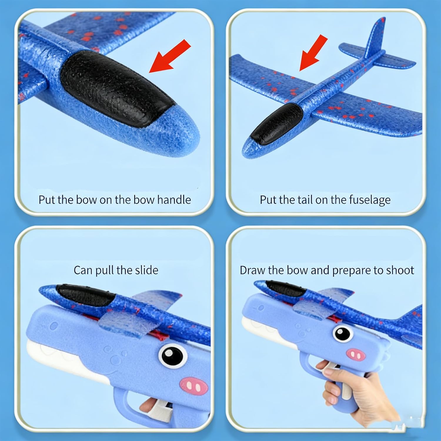 Catapult Gun Aircraft Dinosaur- Boxed Version, 2026 New 8 Foam Glider Plane Catapult Toy, Cute Lightweight Easy Launch Flying Aircraft Set, Outdoor Flying Aircrafts Fun (3-Mix)