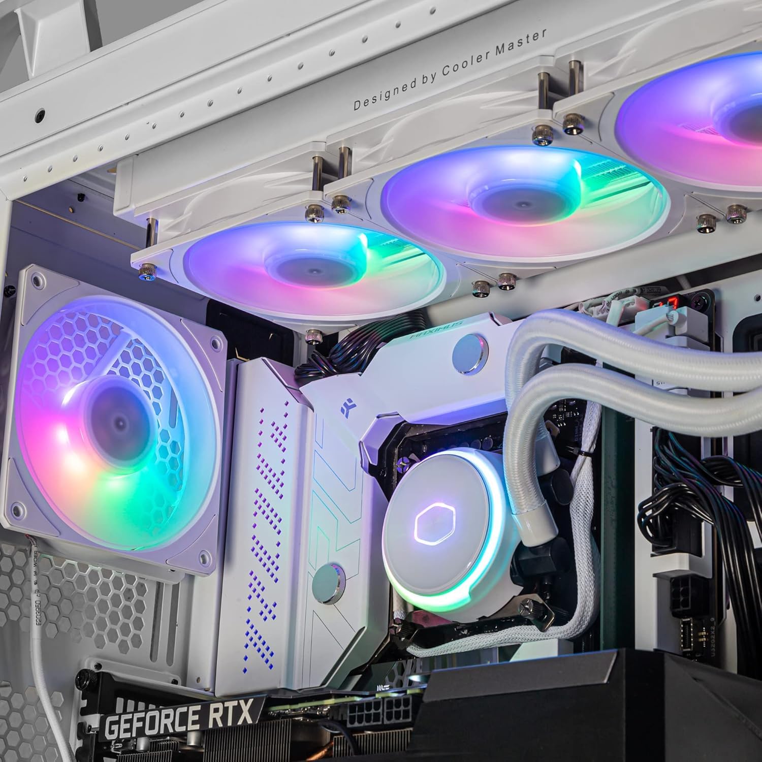 Cooler Master Mobius 120P ARGB Radiator Fan White Edition - Ring Blade Design (PWM), Loop Dynamic Bearing System (max. 75.2 CFM, 3.63 mmH2O, 30 dBA), Chamfered Air-Focus Frame - Addressable Gen 2 RGB
