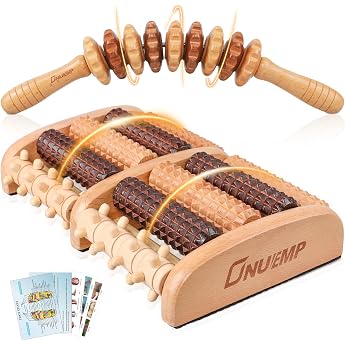 Foot Massage Wooden Roller Fascia Roller Wood with Handle Maderotherapy Set Anti Cellulite Foot Massage Wooden Stick for Legs Neck Body Set of 2 Beech