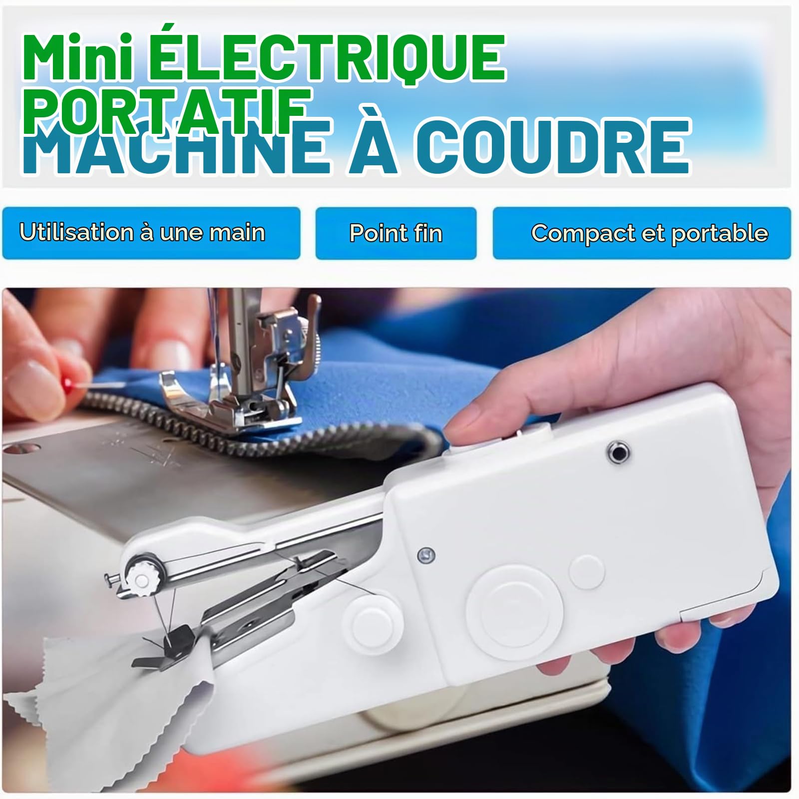 Machine a Coudre, Portable Sewing Machine, Mini Machine à Coudre Portable, Machine a Coudre Portable, Facile à Utiliser pour les Débutants, pour les Vêtements, la Coupe, Voyages à la Maison