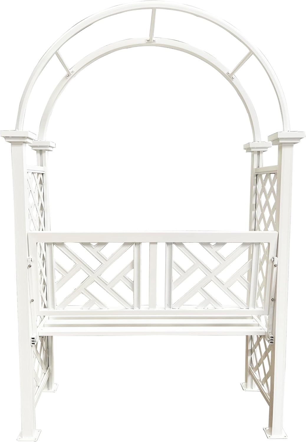Oakland Living White Aluminum Garden Arbor Arch with 2-Seater Bench