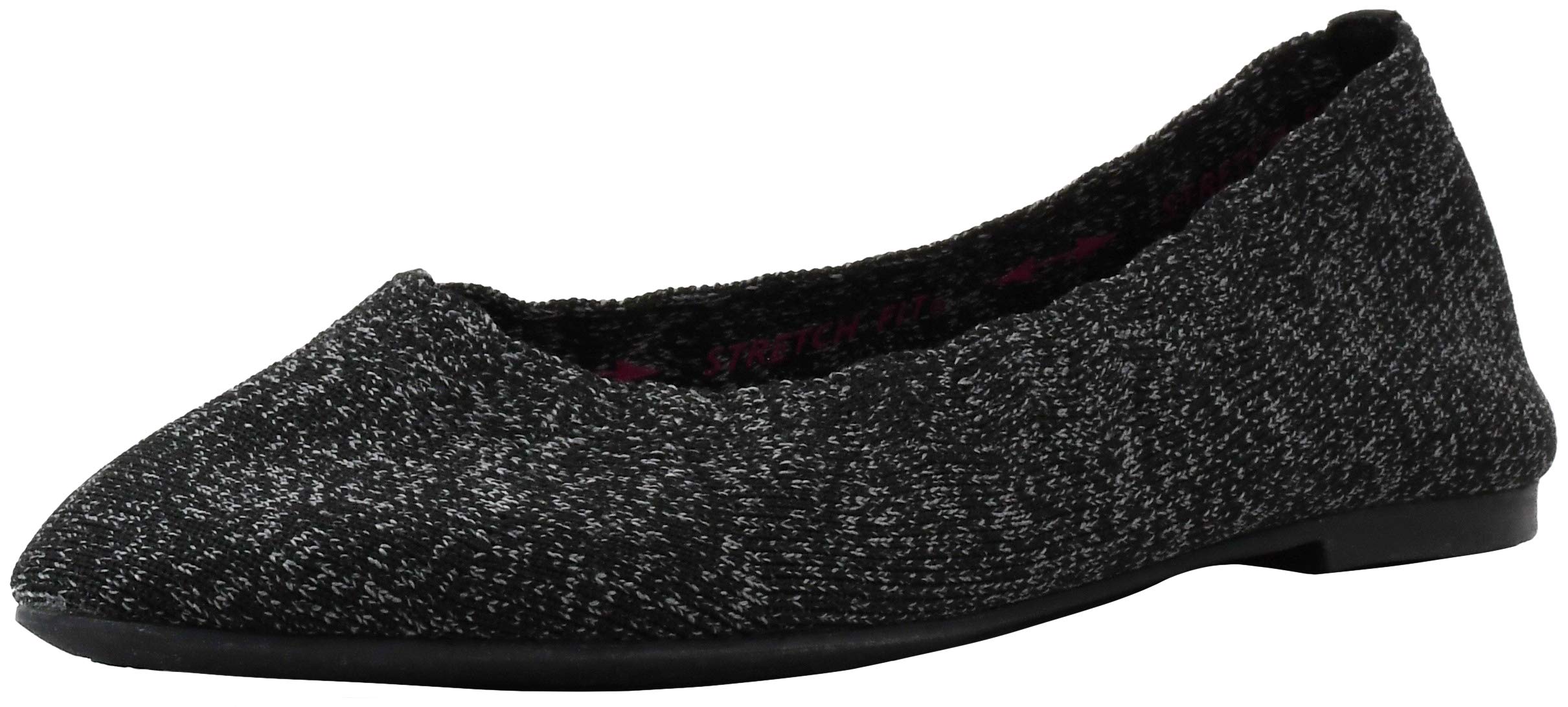 Skechers Women's Cleo-Scalloped Knit Skimmer Ballet Flat Black