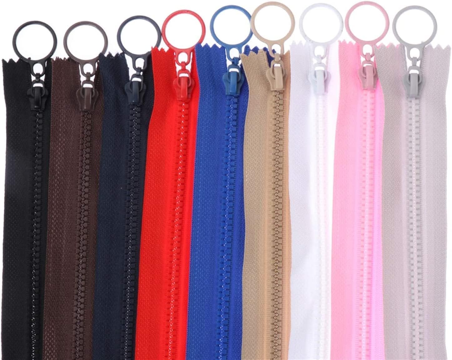 Zipper, Zippers 25cm 5pcs/Pack Resin Zipper, for DIY Sewing Bag Garment, Candy Colors Zippers Round Ring Zipper, Accessories Craft (Color : Navy Blue) (Color : Red)