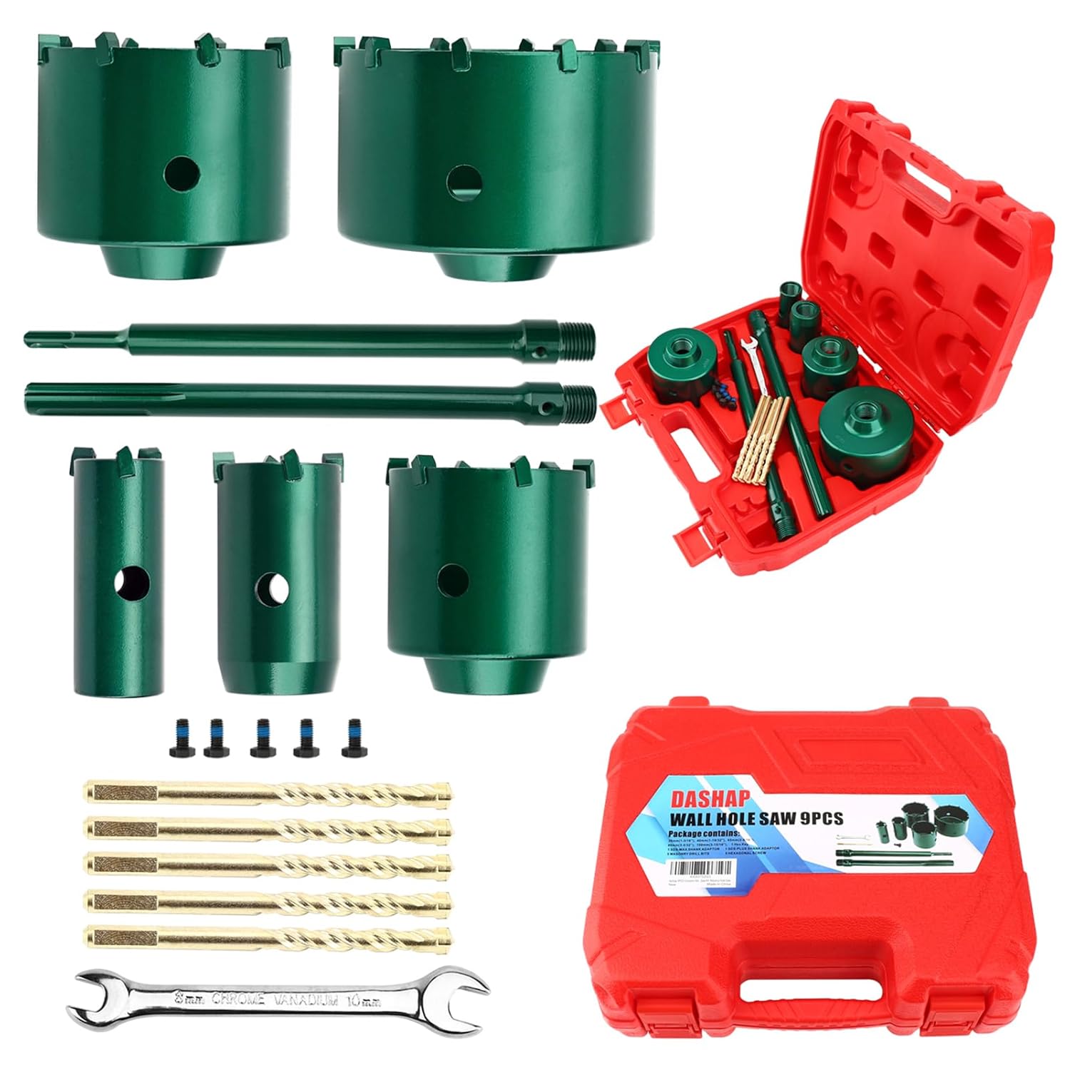 dashap 12PCS Concrete Hole Saw Kit, Masonry Hole Saw, SDS Plus & Max