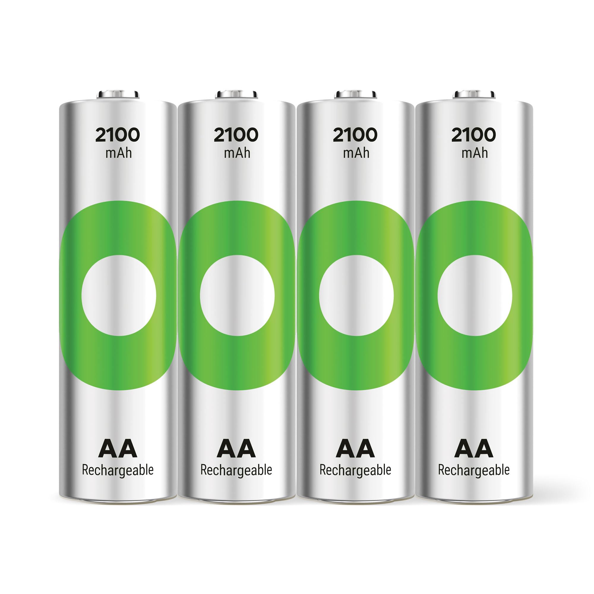 GP Recyko AA Battery NiMH 2100 mAh, 1.2 V, Pack of 4 AA Batteries with Very Low Self-Discharge, Pre-Charged for Immediate Use