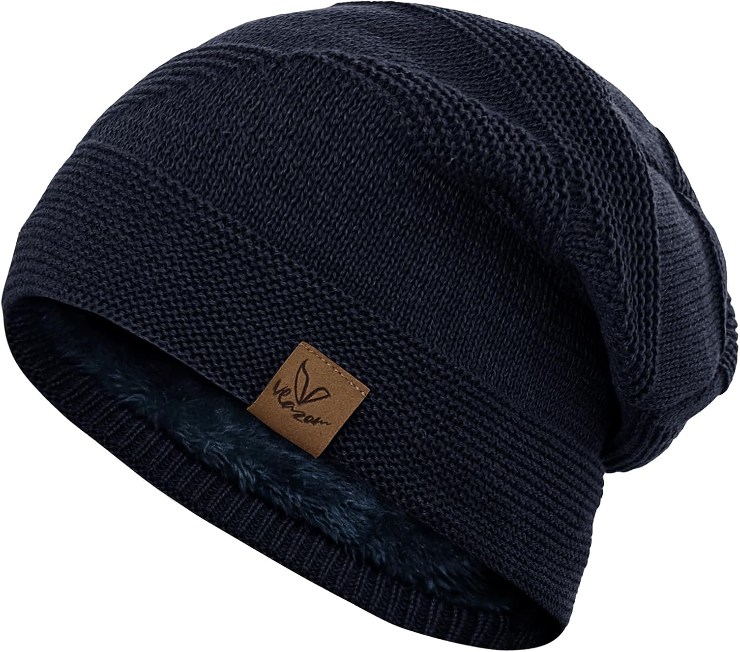 Mens Beanie Hat Winter Warm Woolly Hats Thick Knit... – Grandado - View #3
