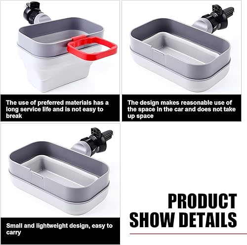 Miniatura 4 de 1 soporte para salsa de automóvil, soporte plegable retráctil 2 en 1 para papas fritas + salsa, teléfono celular, monedas, llaves, lentes de sol,