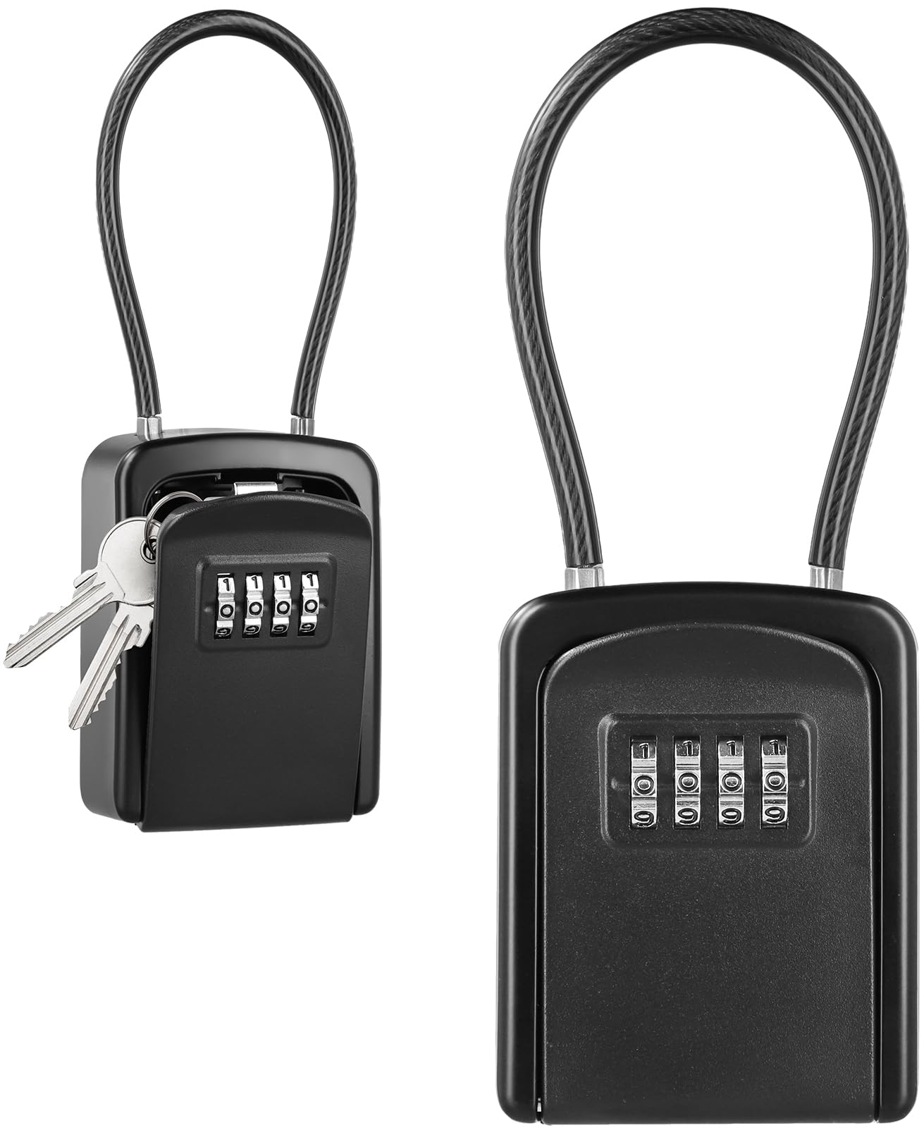 Caja de Seguridad para Llaves de 4 Dígitos Caja de Cerradura Impermeable para Exteriores de Pared con Asa para Garaje Oficina Escuela de Aleación de Aluminio