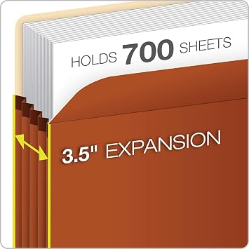 Pendaflex Expanding File Pockets, File Organizers for School, Home or Office, Letter Size, Redrope, 3.5 Expansion, Reinforced with DuPontTM Tyvek Material, Redrope, 25 per Box (1524E-OX)