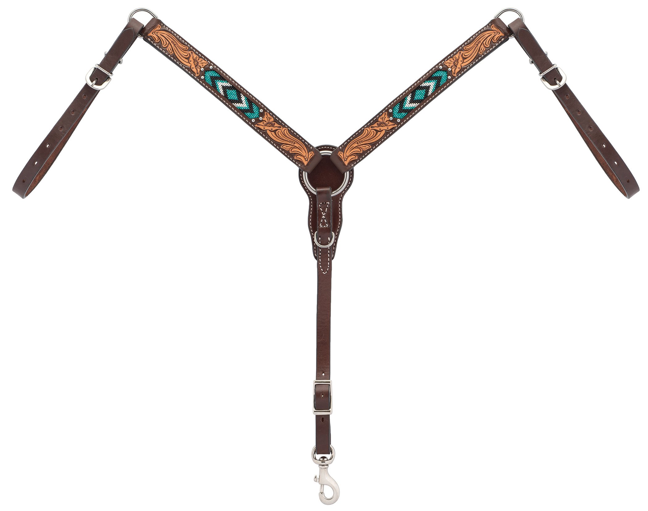 Weaver LeatherTurquoise Cross Turquoise Beaded Pony Breast Collar