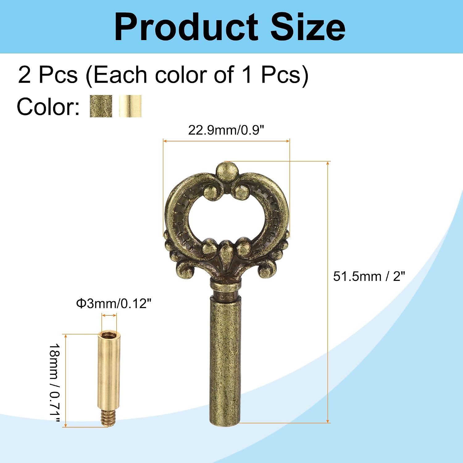 MECCANIXITY 2Pcs Lamp Turn Knob On/Off Lamp Switch Replacement Brass Light Switch Knob Lamp Knob Lamp Switch Extension 51.5mm Length for Lamp Socket, Gold,Bronze