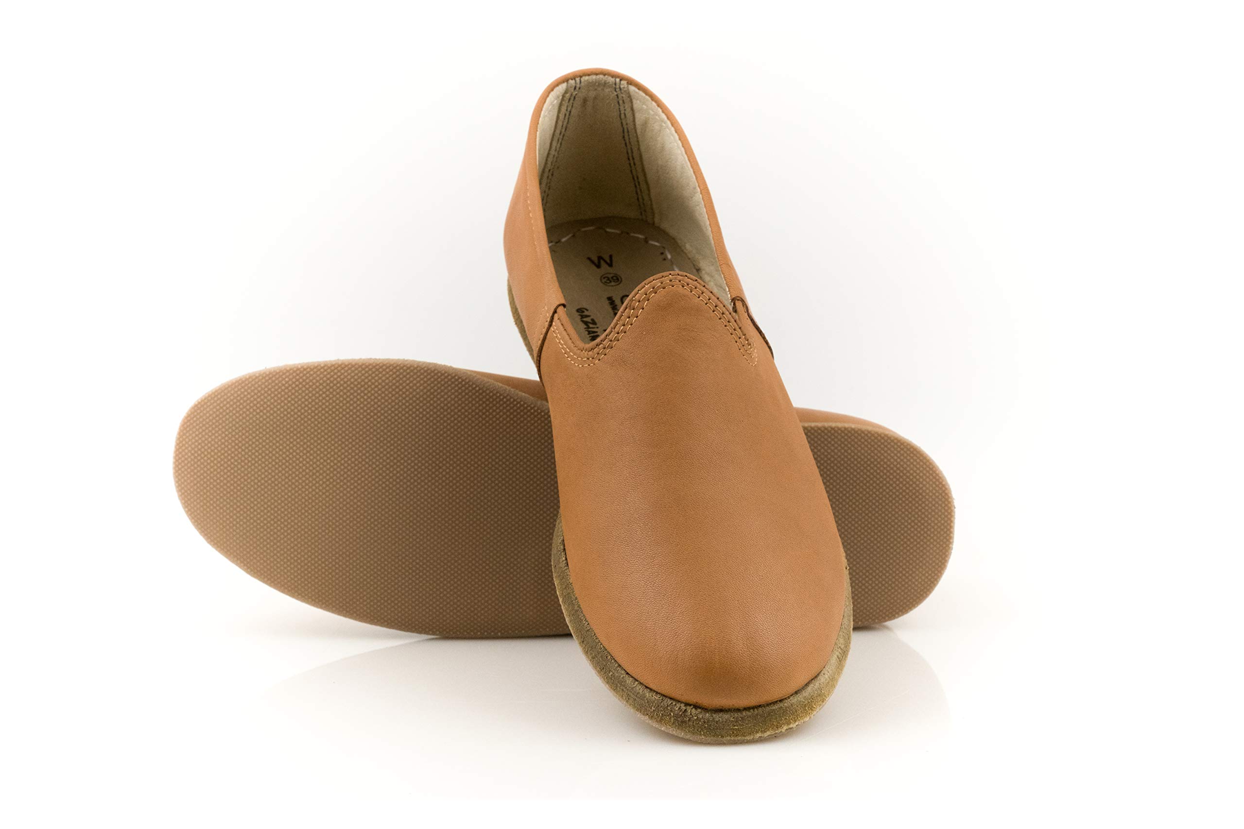 ASIK Women's Genuine Leather Leightweight Handmade Exclusive Style Shoe, Durham Tan, 5-5.5