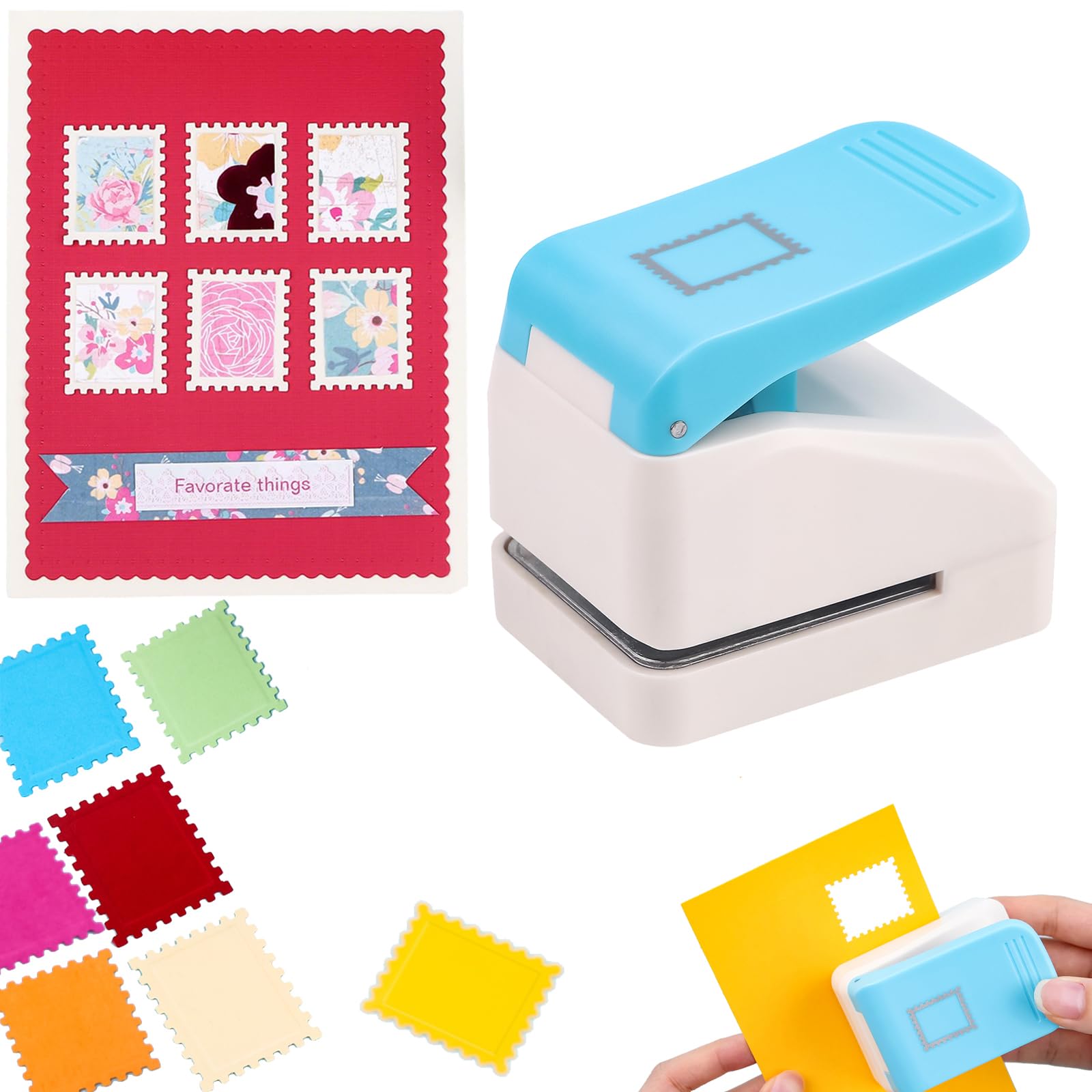 Stamp Puncher, Stamp Shaped Hole Puncher, 1.1 x 0.9 Inch Rectangular Stamps Craft Punch, Stamps Cutter Punchers, Diary Supplies Punchers, Paper Punches for DIY — image 1