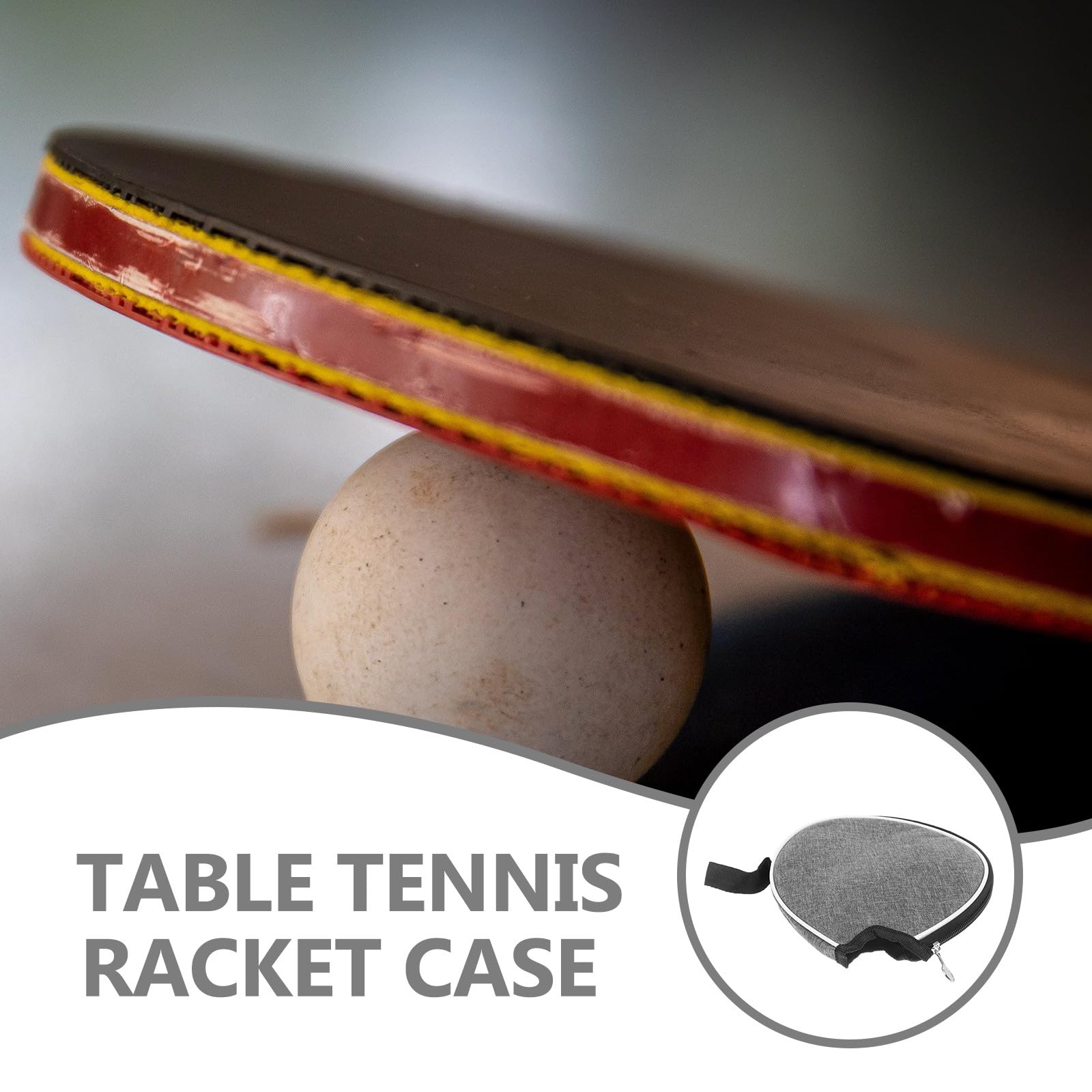 Toyvian Funda para Pala de Tenis de Mesa Semicírculo Gris Bolsa Almacenamiento Raqueta y Balones