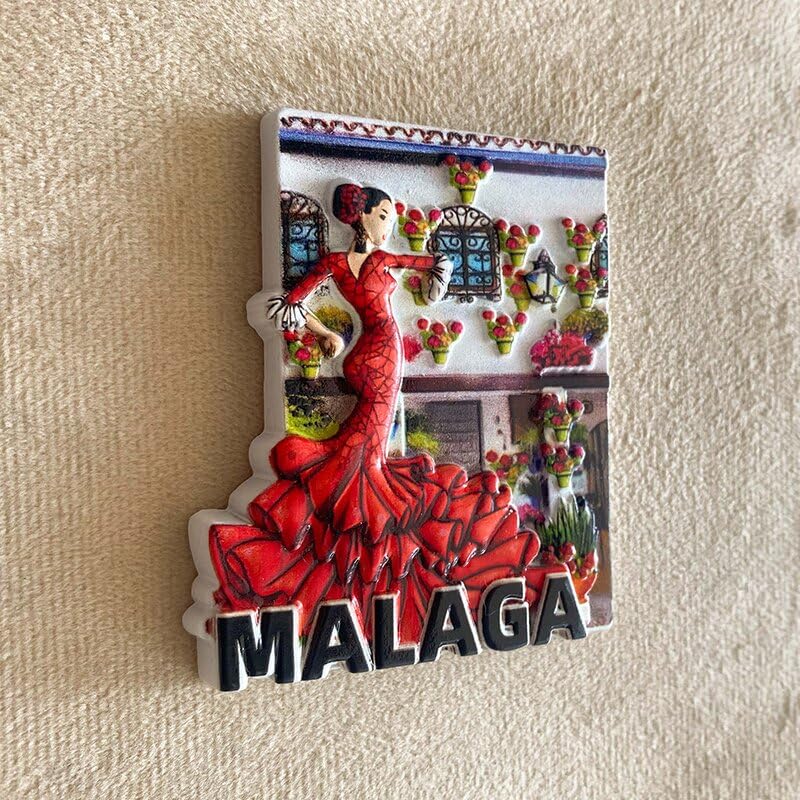 Imán decorativo 3D de flamenca roja de Málaga miniatura 6