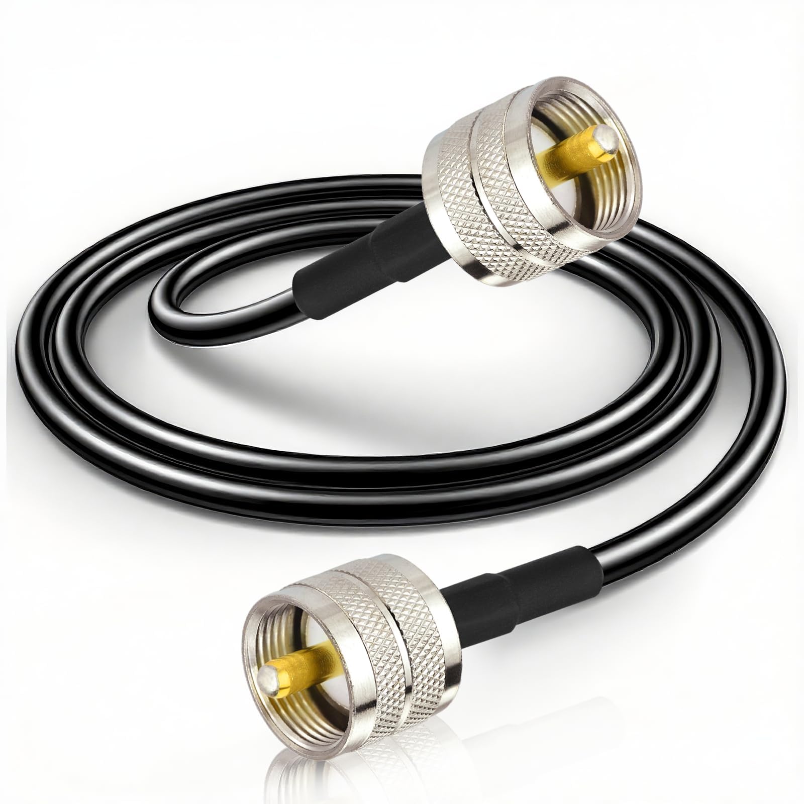 Bingfu UHF PL-259 Male to UHF PL-259 Male RG58 Cable 2m/6.5 feet for VHF UHF CB Ham Radio Amateur Radio Transceiver Linear Amplifier Lightning Arrester Aerial Antenna Switch Power SWR Meter