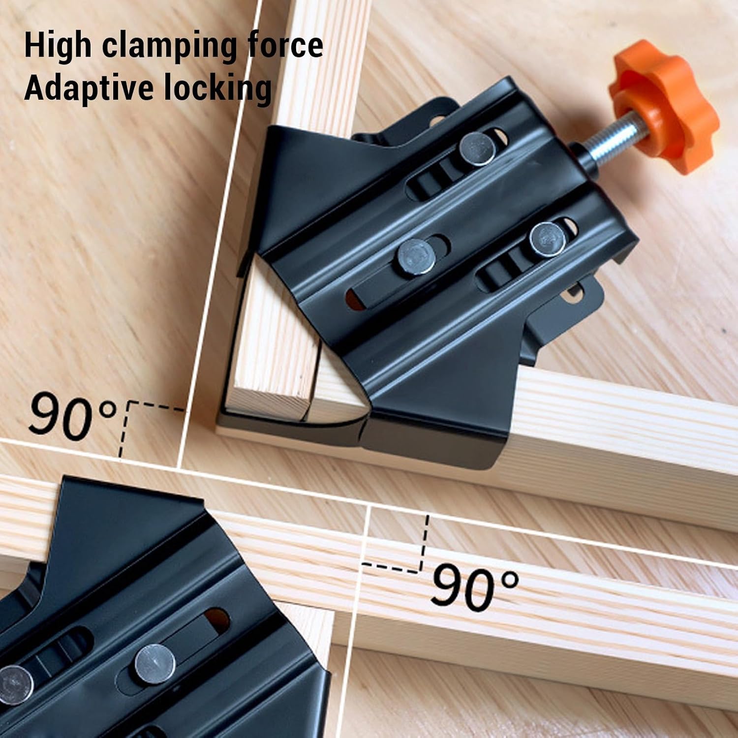 Stainless Steel 90° Right Angle Clamp, Adjustable Swing Jaw, Woodworking, Welding Tool for Holding, Non Slip, Comfortable Grip, Suitable for Various Applications