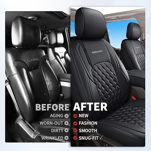Miniatura 5 de Huidasource Fundas de asiento Dodge Ram, funda de asiento de cuero para camioneta delantera y trasera, apta para 2009-2018 1500, 2010-2023 25003500