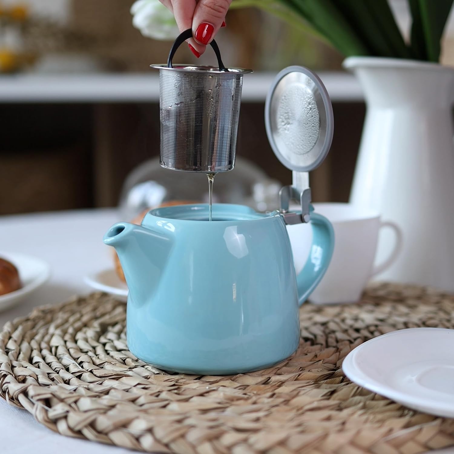 ORNA Tea Infuser for Loose Leaf Tea – Extra Fine Mesh Tea Strainer for Loose Tea – Stainless Steel Tea Steeper with Heat Proof Handle for 18.6 Oz ORNA Tea Pot