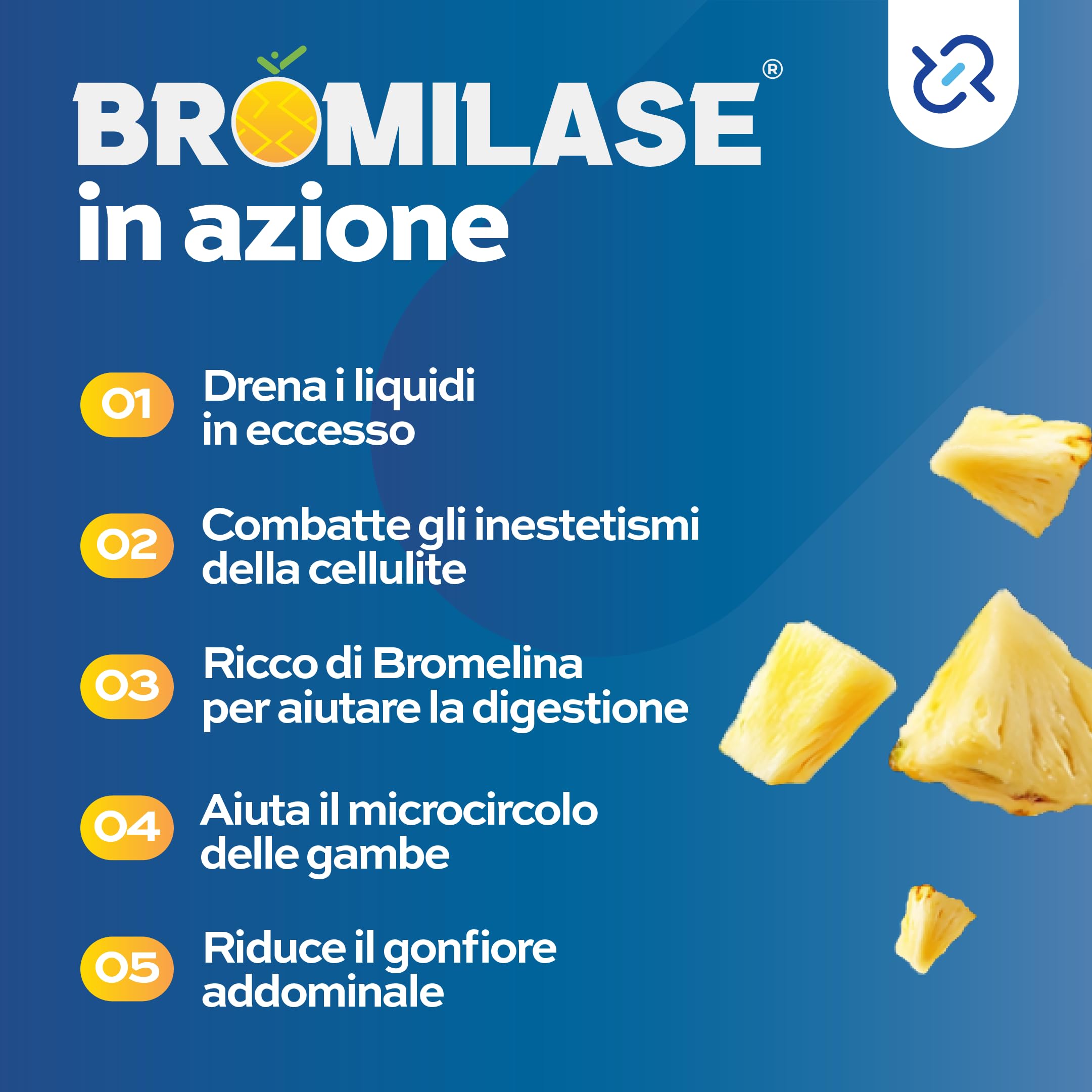 Bromilase Bromelina Drenante Diuretico Disintossicante Anticellulite 60 Compresse con Enzimi Digestivi per Cellulite e Drenaggio Liquidi con Centella Asiatica Equiseto Made in Italy
