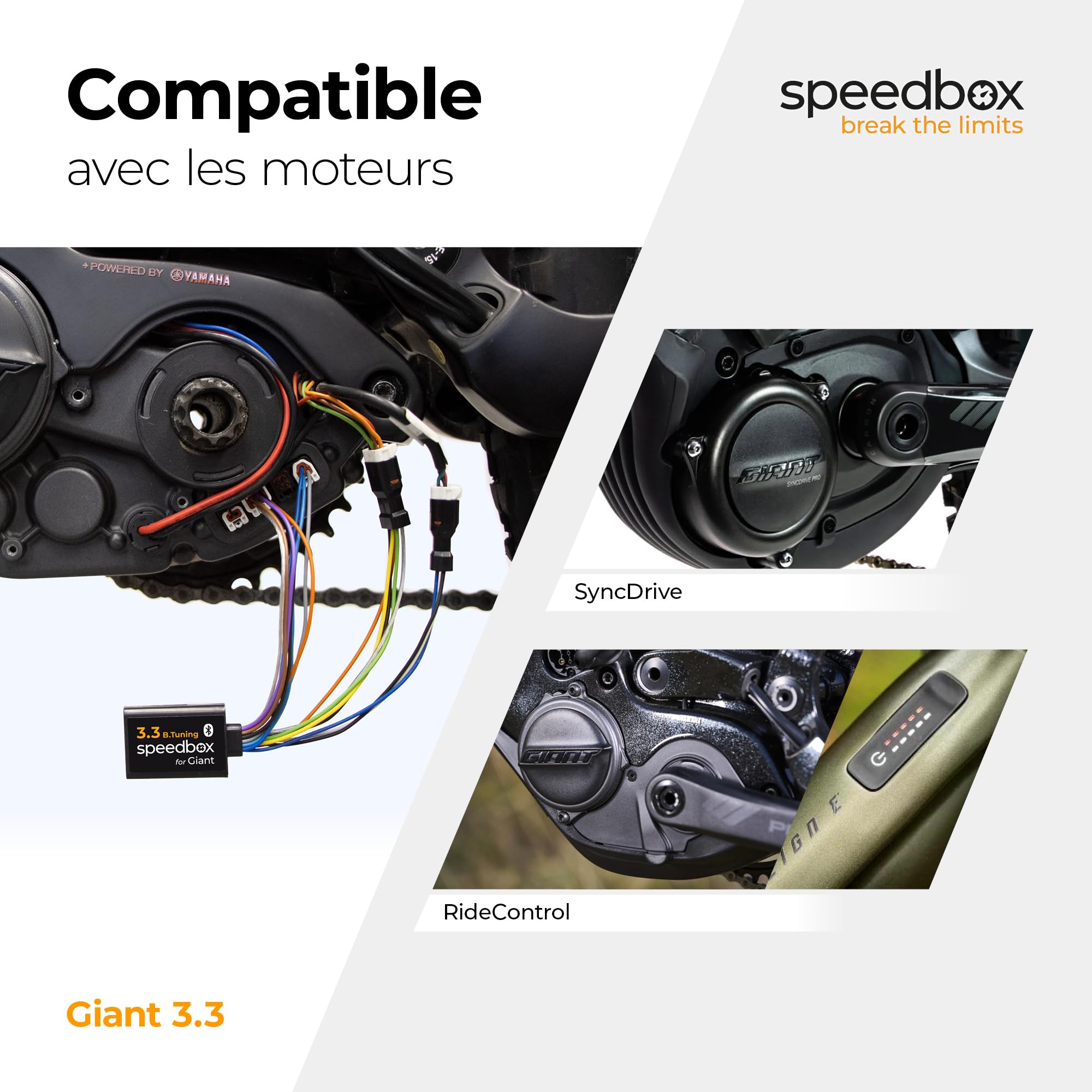 SpeedBox 3.3 Compatible avec les vélos électriques Giant / Puce de tuning pour moteurs SyncDrive Pro et RideControl Go 2022-2024