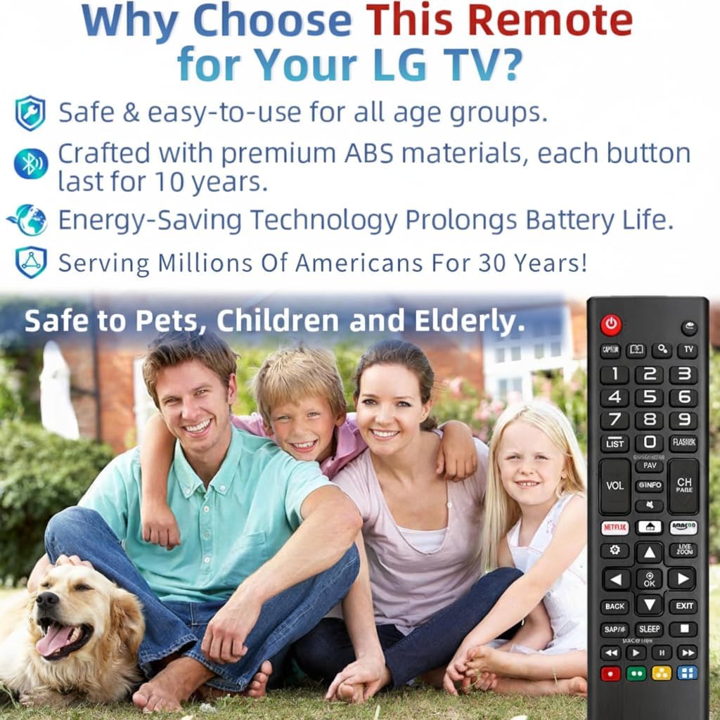 Universal for LG TV Remote, Replacement Remote Control for LG Smart TVs. with Netflix Quick Button. 1-Year Warranty.