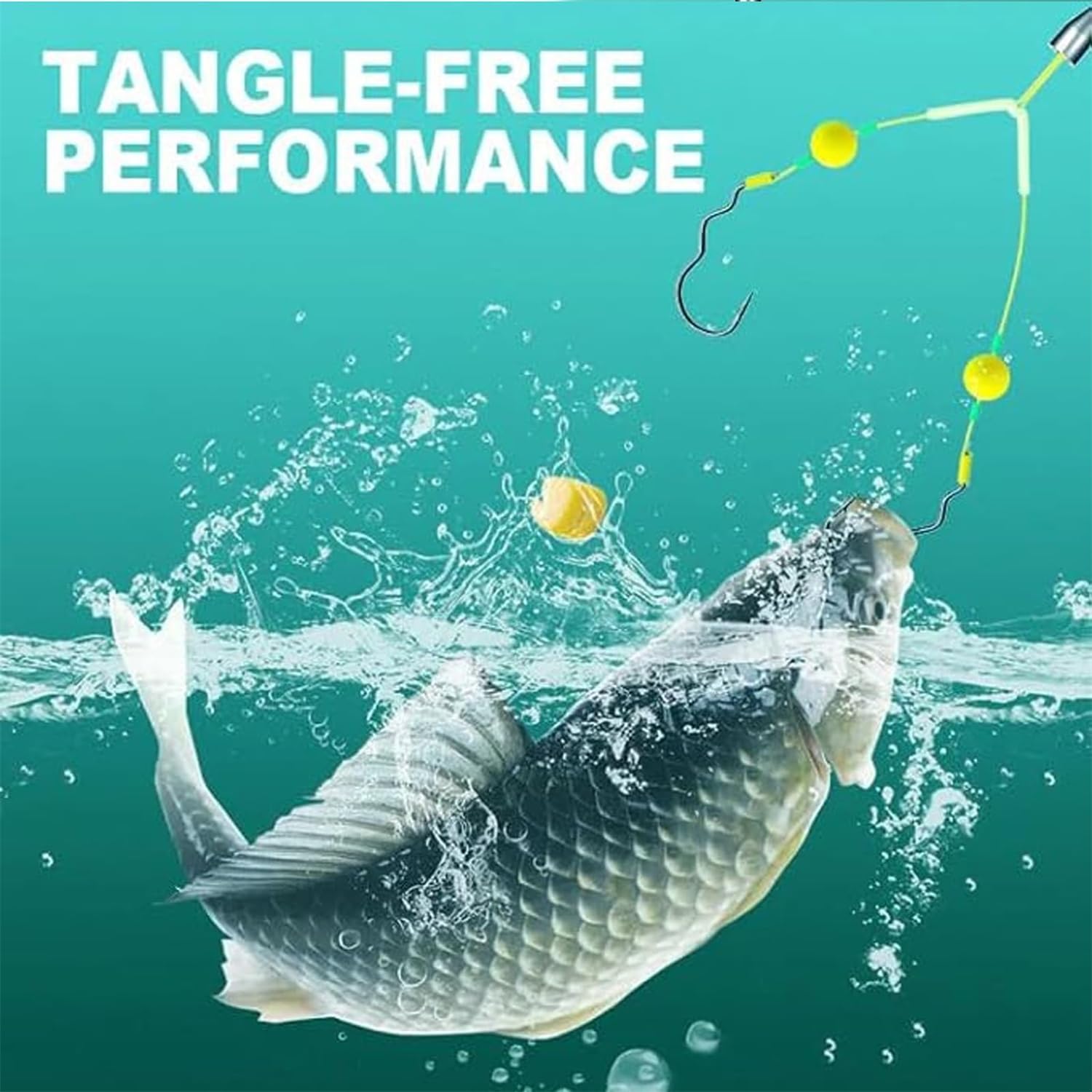 Ganchos dobles de pesca, juego de anzuelos de doble reversa, juego de anzuelos de pesca de doble reversa, anzuelos de pesca antienredos, línea inferior inversa, flotación libre, evitando el agua, la