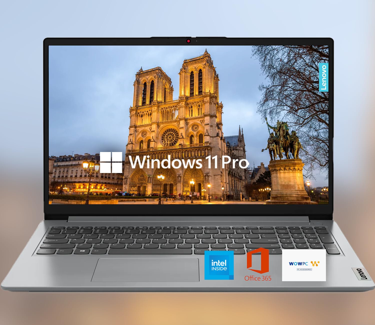 Lenovo 15.6" HD IdeaPad Anti-Glare Screen w/ 1 Year Microsoft 365, 384GB SSD, 20GB RAM, Windows 11 Pro, WiFi 6, HDMI, USB-C, Intel Processor, SD Card Reader, Up to 9.5 Hours Battery Life, w/WOWPC USB - 5
