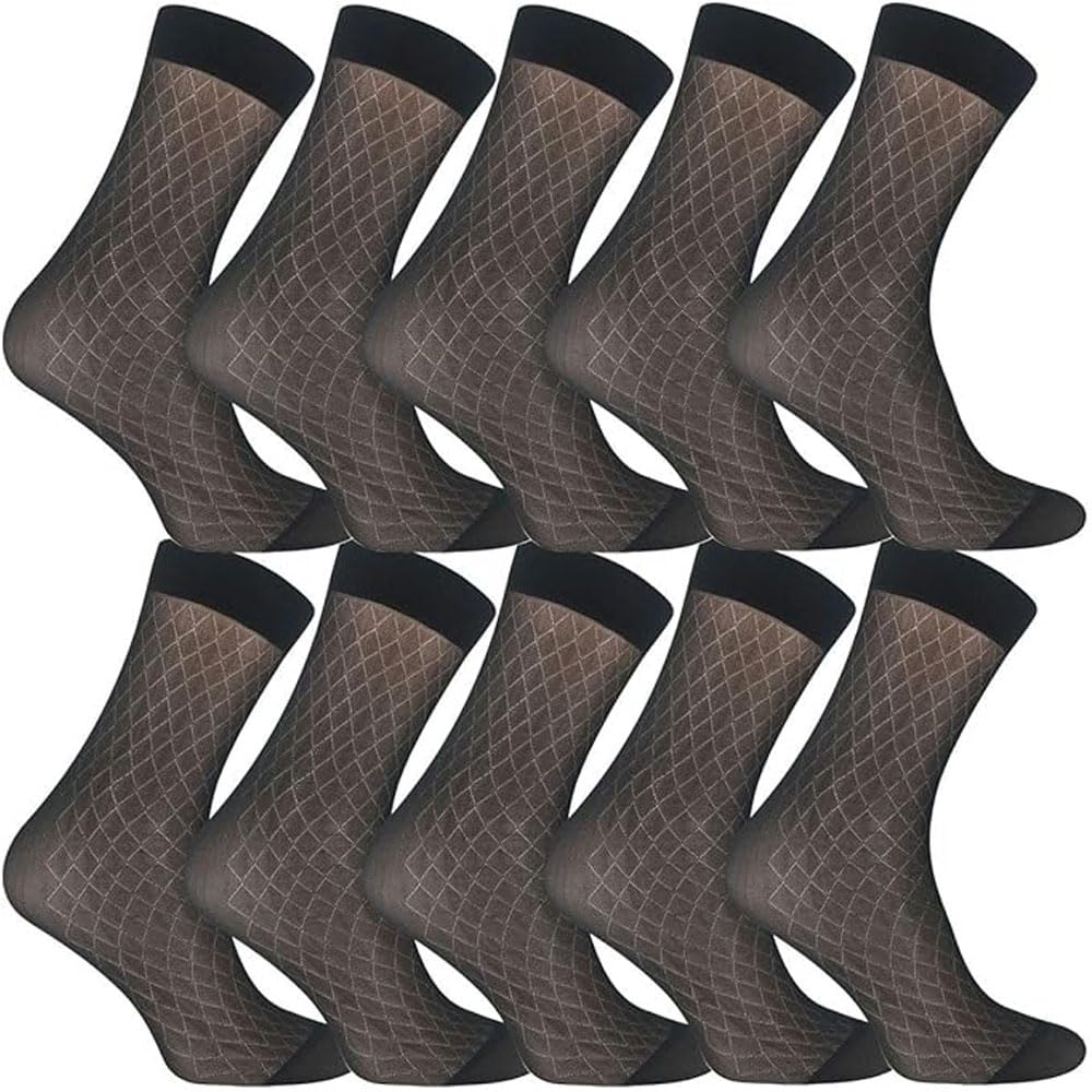 BABAHU Mens Ultrathin Dress Socks Silk Sheer Business Socks Soft Nylon Work Trouser Sox Mid Calf
