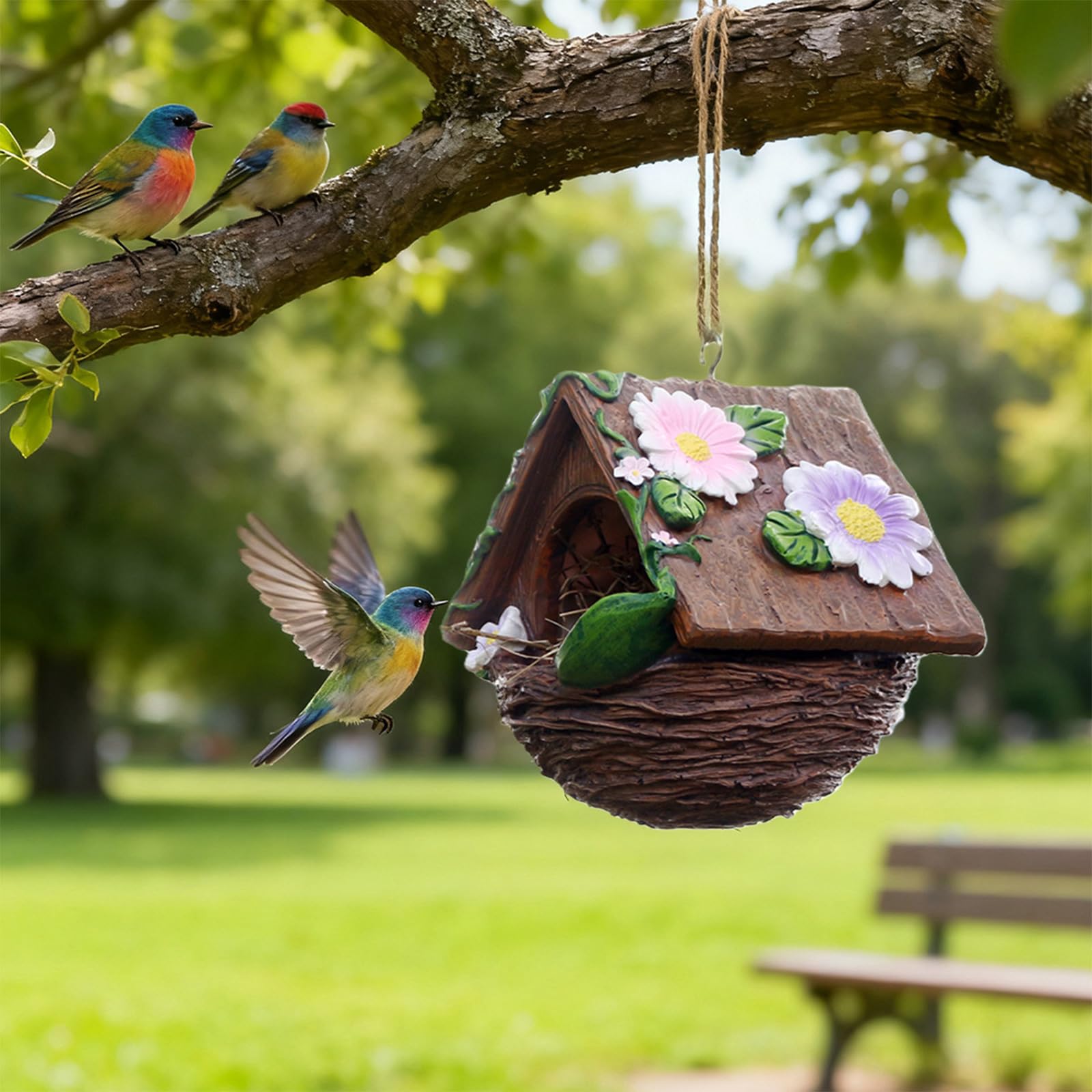 Nido per Uccelli Casetta per Riposo per Colibrì per Piccoli Uccelli Artigianali Dipinti Eleganti Casette per Fiori Casette per Uccelli per Esterni