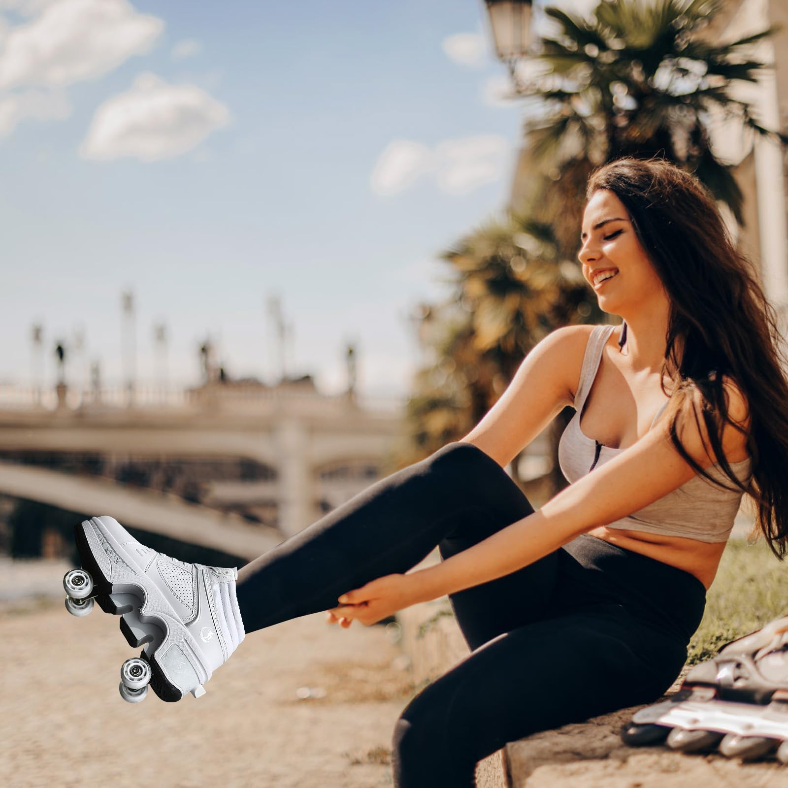 TOME. SKATES Scarpe con Rotelle per bambine, Pattini a Rotelle per bambini e Sneakers 2 in 1, Pattini a 4 Ruote deformati per bambino come regali di Natale e compleanno