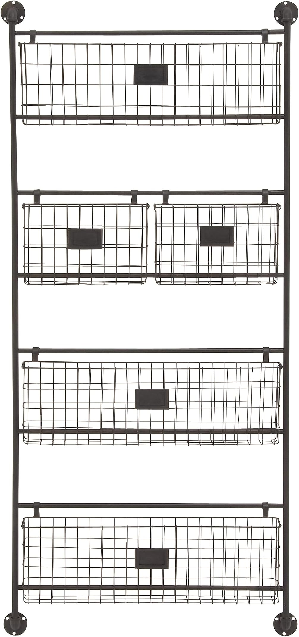 Deco 79 Metal Wall Magazine Rack - 27" x 5" x 61" (5 Slot) - Black