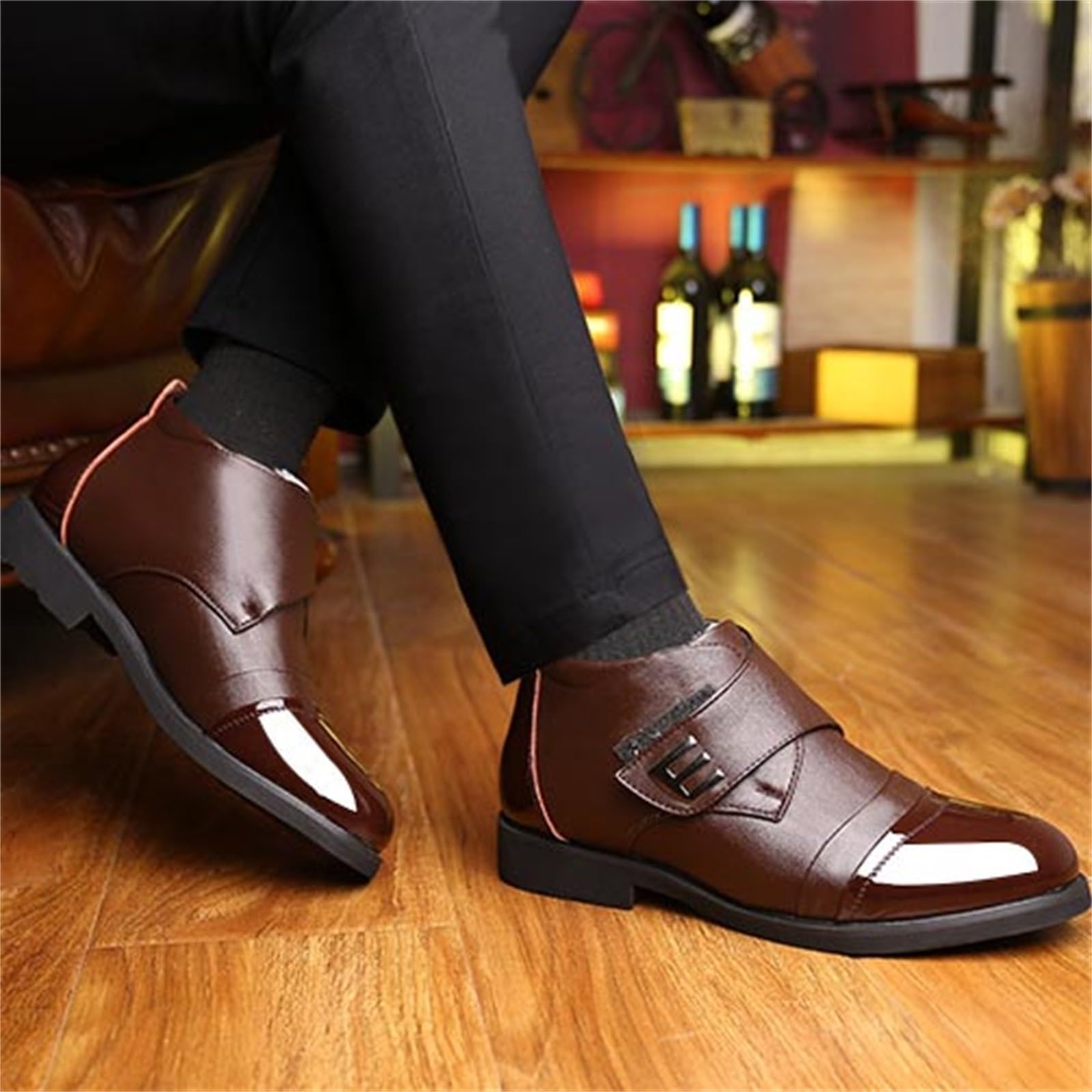 Scarpa Pelle Uomo Oxfords Derby Elegante Scarpa Da Città Scarpa Pelle Dressing Classico Vintage Casual Commerciale Moda per Camminare Costume