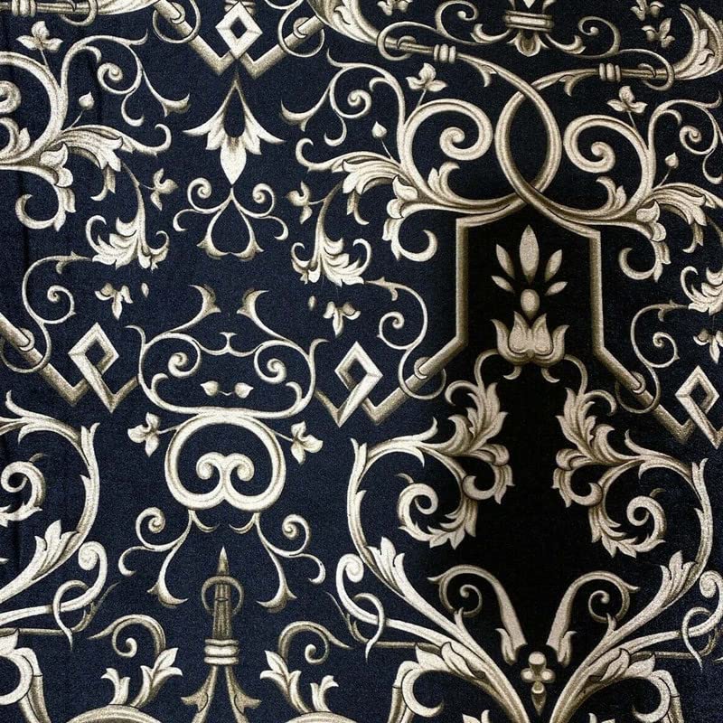 Various Floral Ornate Leopard Flowers Printed Soft Stretch Velvet Dress Fabric (1 Metre, Black/Gold Gatsby 2005)