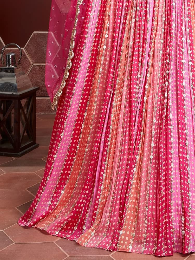 Zeel Clothing Women's Silk Embroidered Semi-Stitched Lehenga Choli for Women with Dupatta (108-Pink-Wedding-Bridal-Latest-Lehenga; Free Size) 1