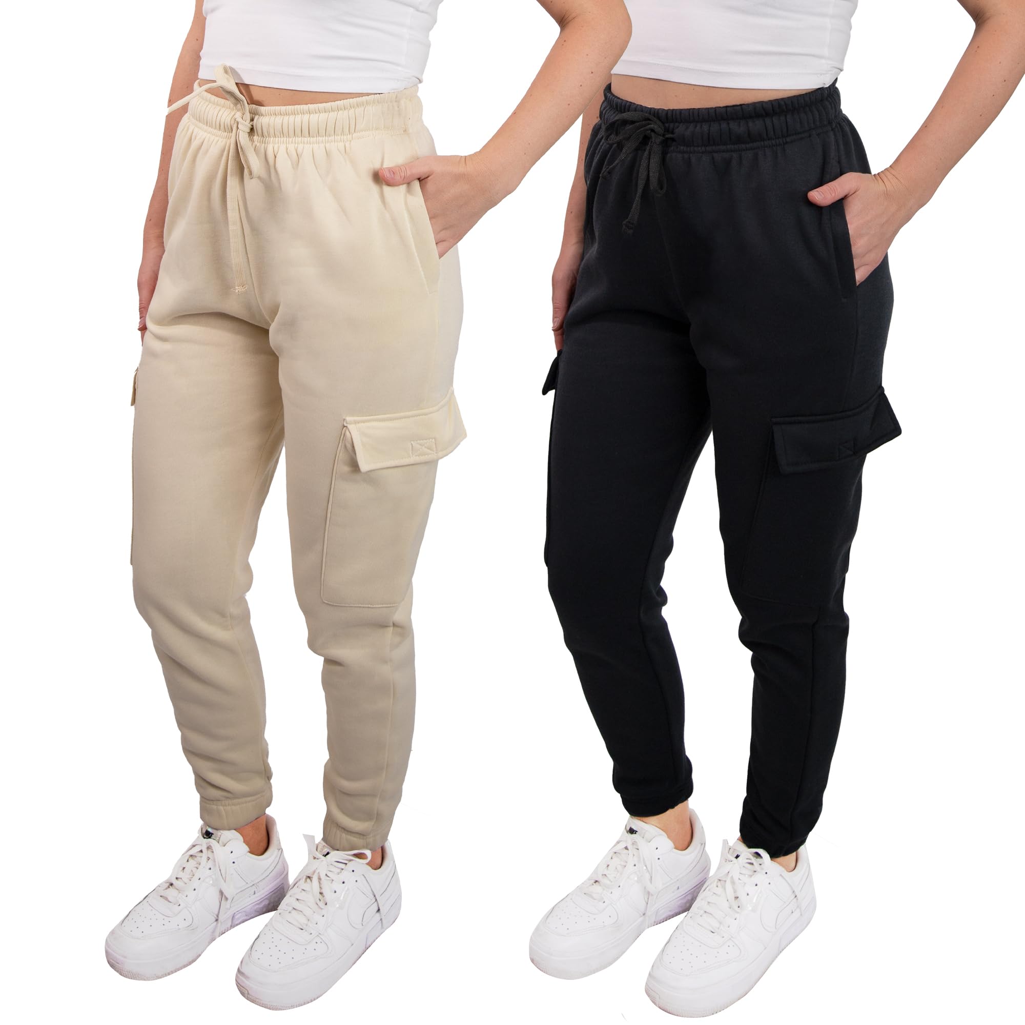 Size Large [2 Pack] Cargo Jogger Pants for Women Casual Lounge Sweatpants Ultimate Comfort and Super Soft Feel